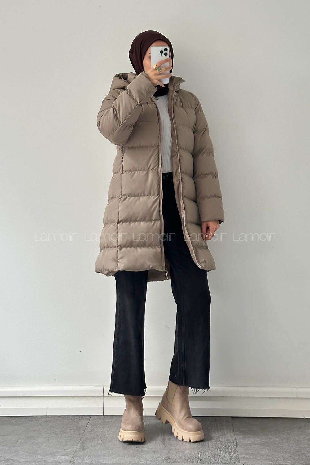 Lamelif Fermuarlı Şişme Mont Vİzonrengi