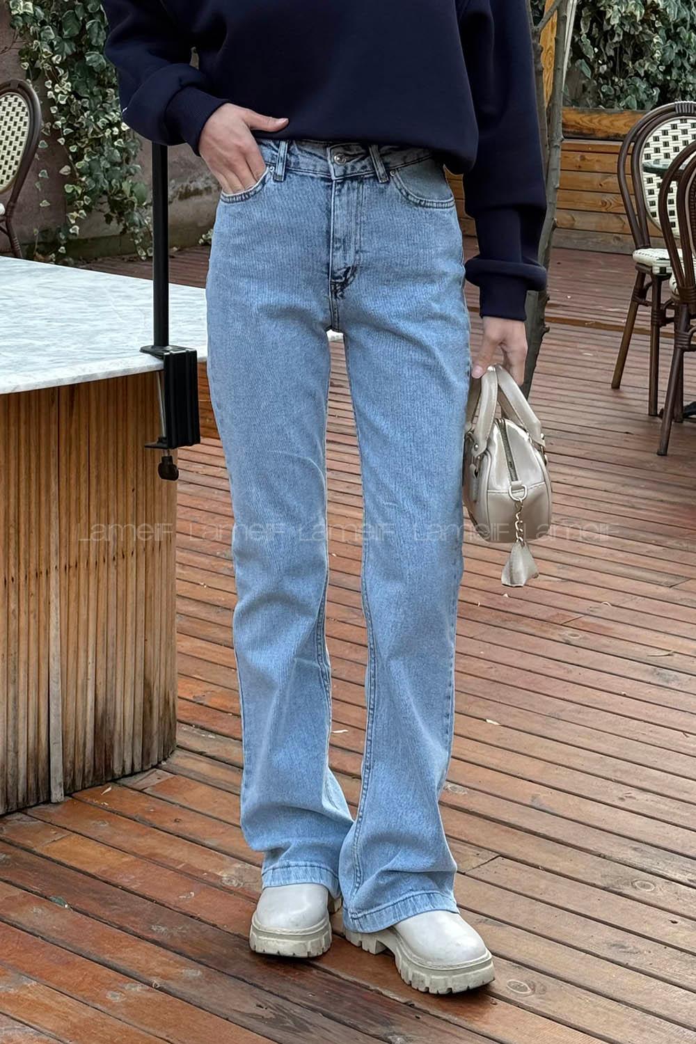 Lamelif Likralı İspanyol Jean Buz Mavisi