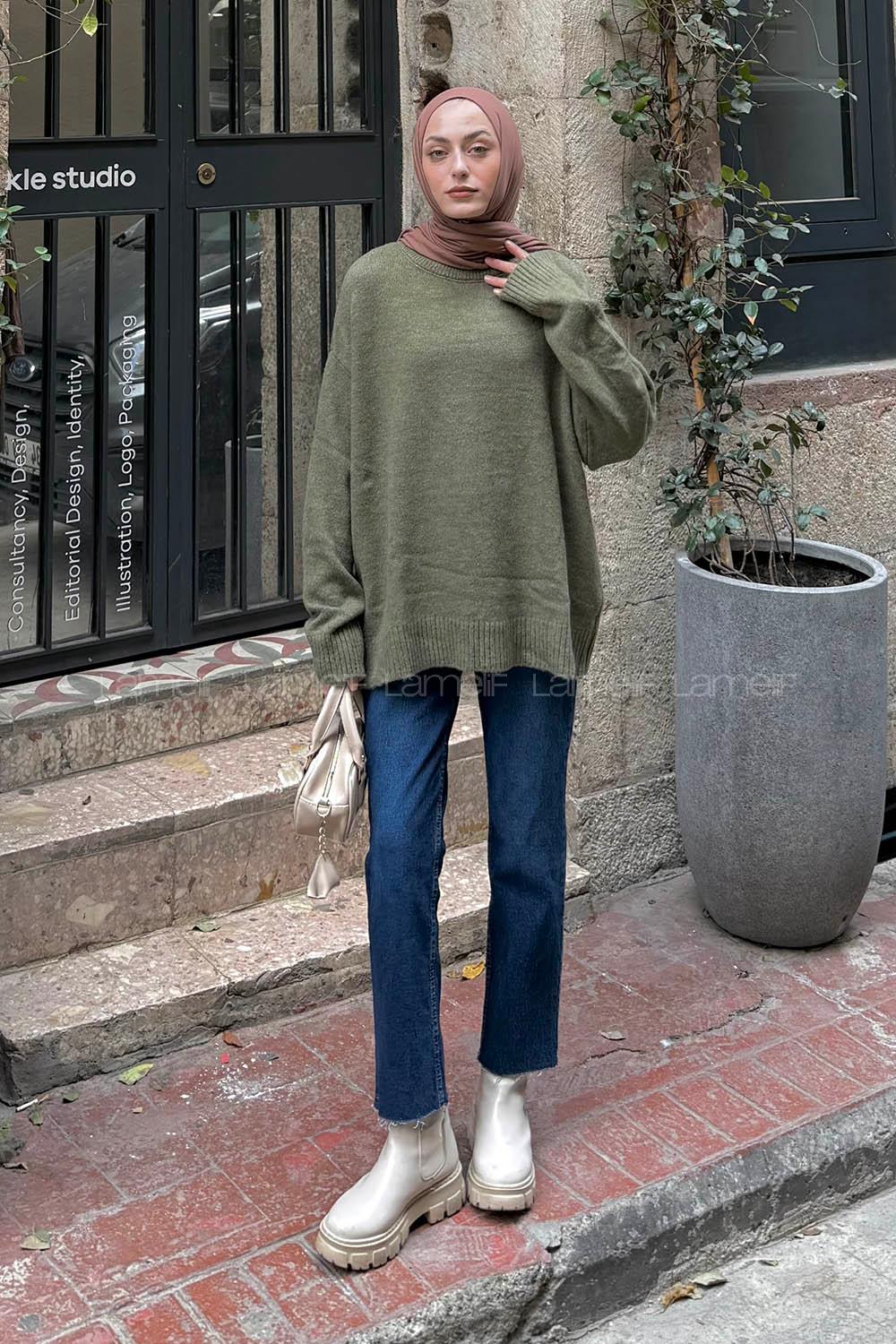 Lamelif Salaş Dokulu Kazak Haki