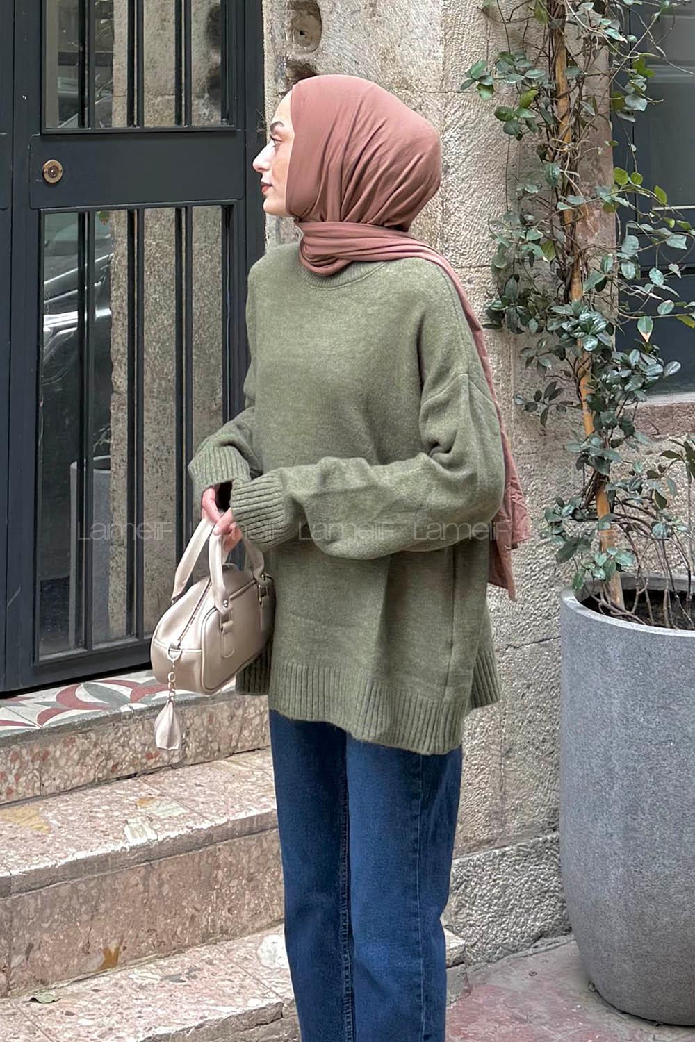 Lamelif Salaş Dokulu Kazak Haki