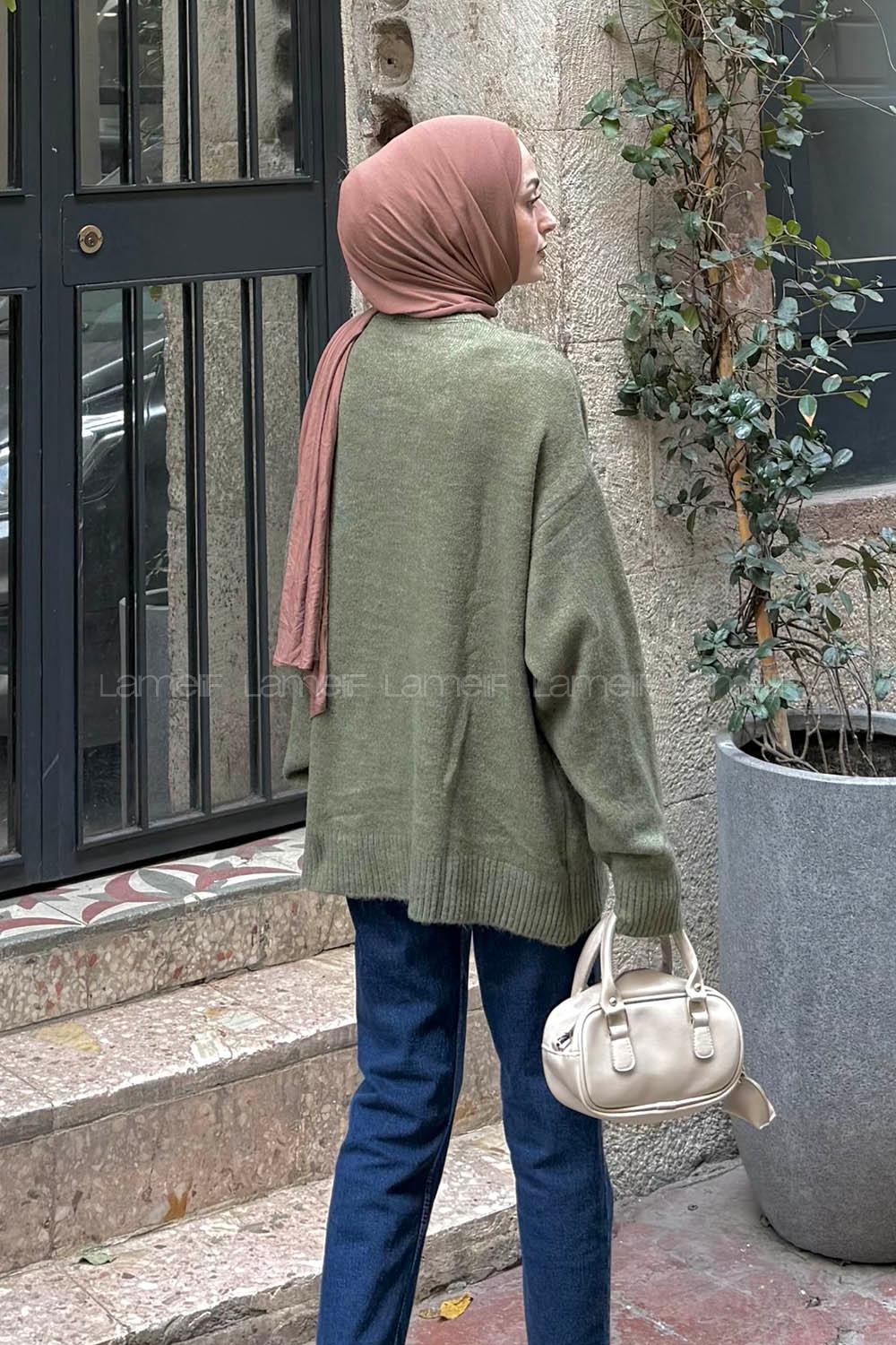 Lamelif Salaş Dokulu Kazak Haki