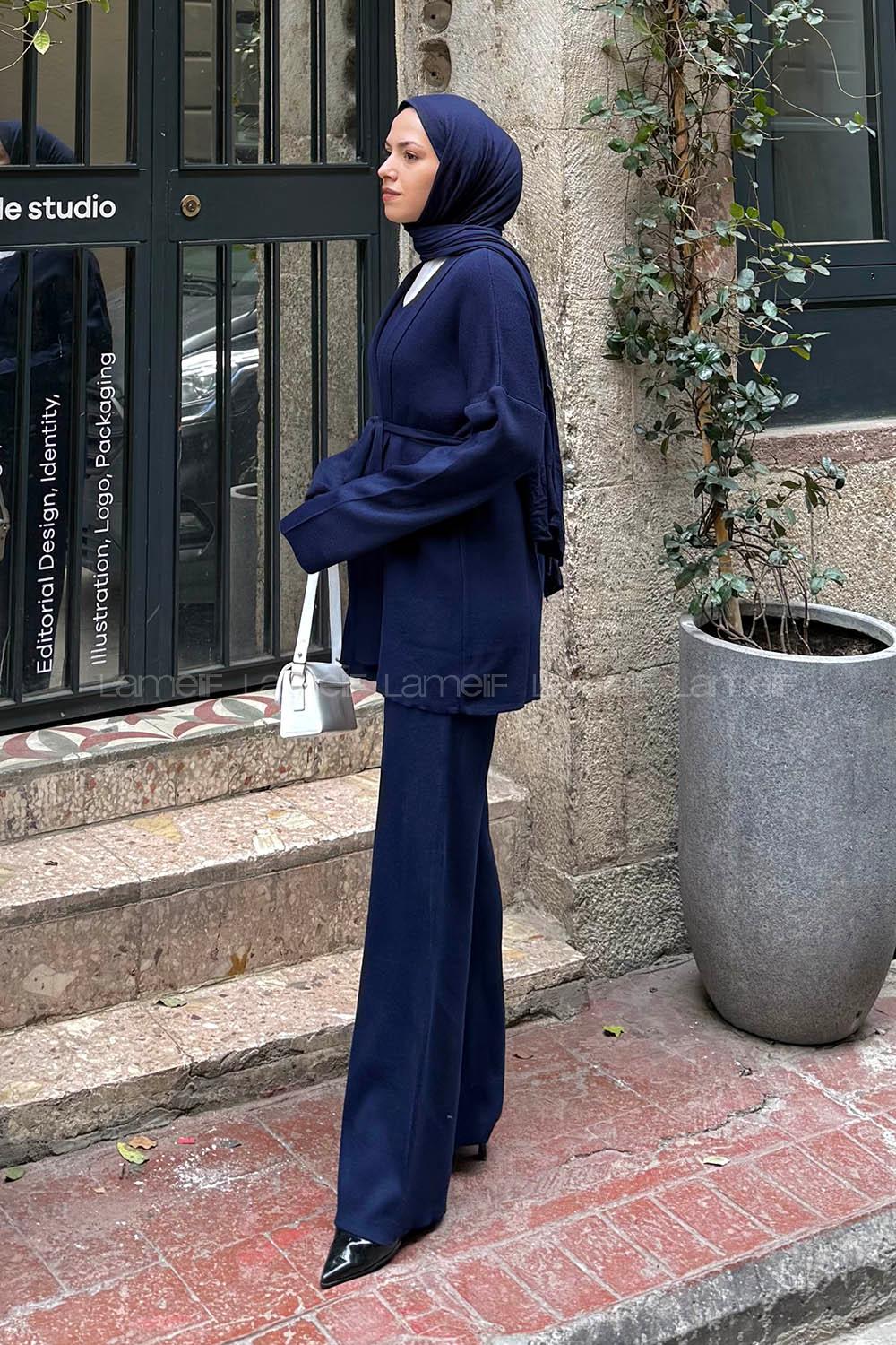 Lamelif Üçlü Triko Takım Lacivert