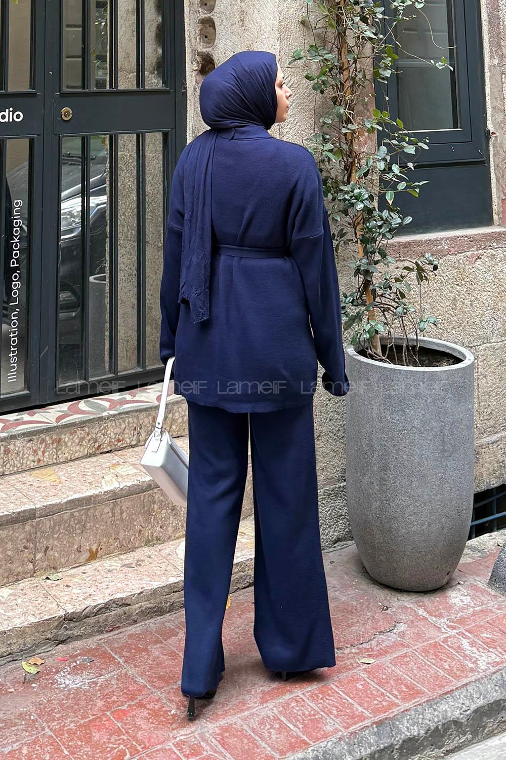 Lamelif Üçlü Triko Takım Lacivert