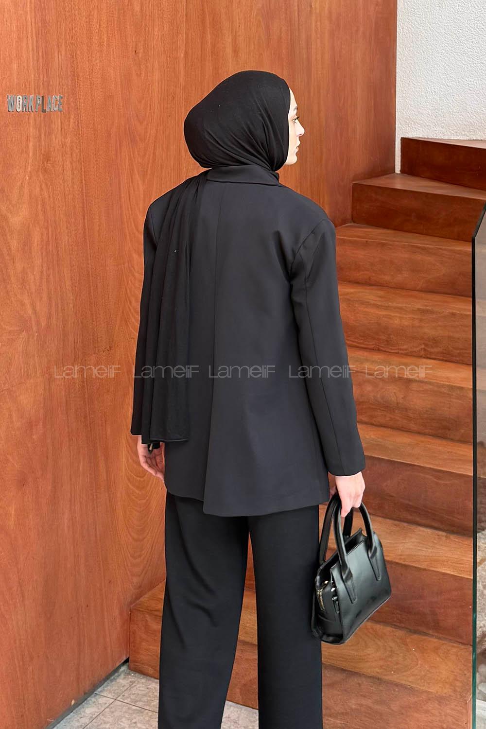 Lamelif Kapak Cep Detaylı Blazer Ceket Siyah