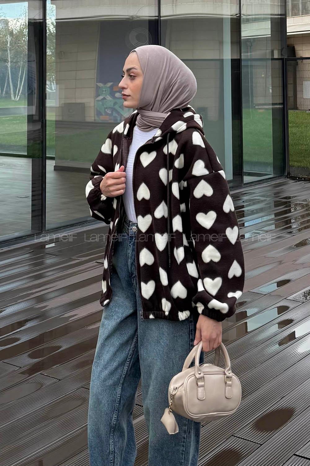 Lamelif Kapli Polar Sweatshirt Kahverengi