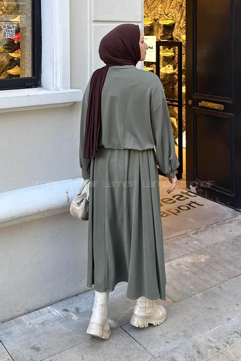 Lamelif Kanguru Cep Etekli İkili Takım Haki