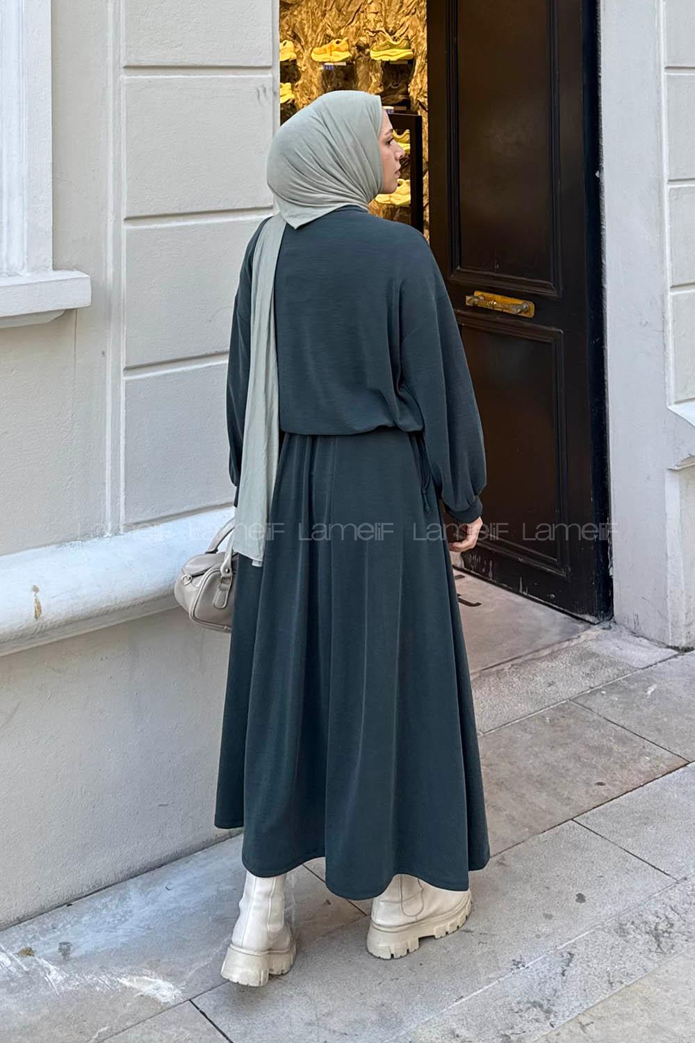 Lamelif Kanguru Cep Etekli İkili Takım Yeşil