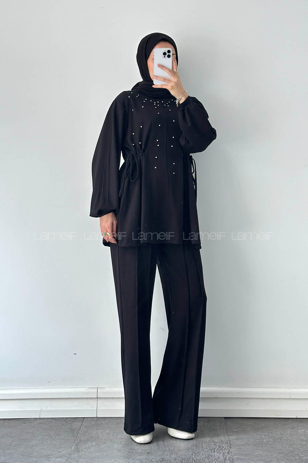 Lamelif Oysho Taşlı İkili Takım Siyah