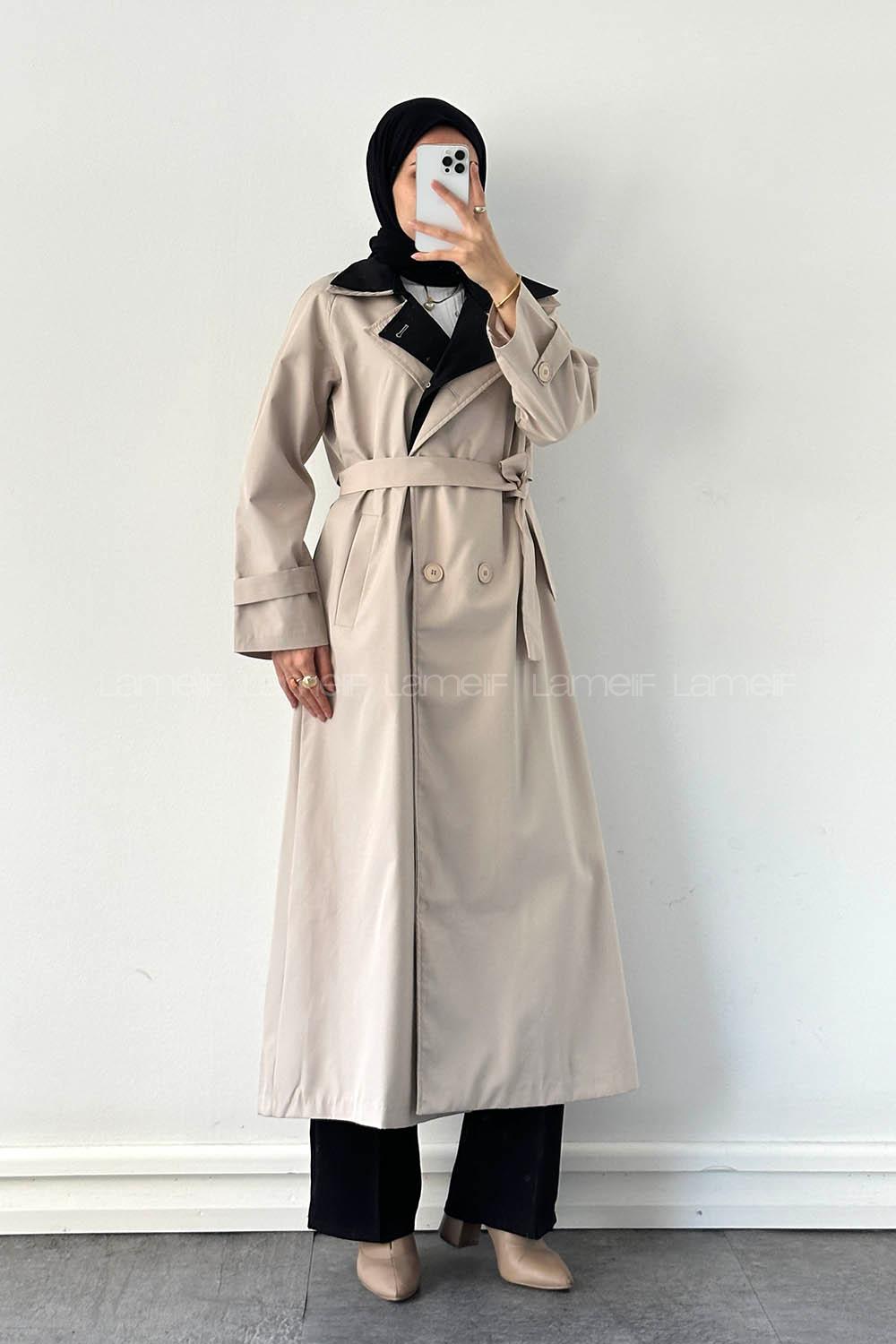 Lamelif Garnili Uzun Trenç Kum Beji