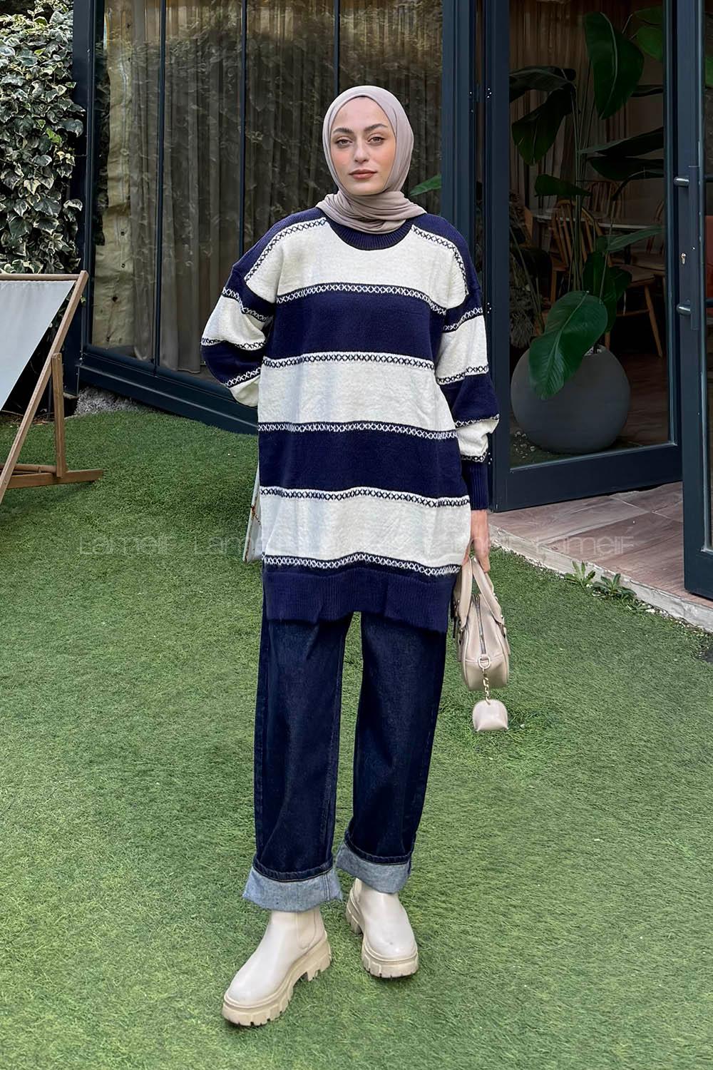 Navy Blue Turtle Neck Long Arm Jumper