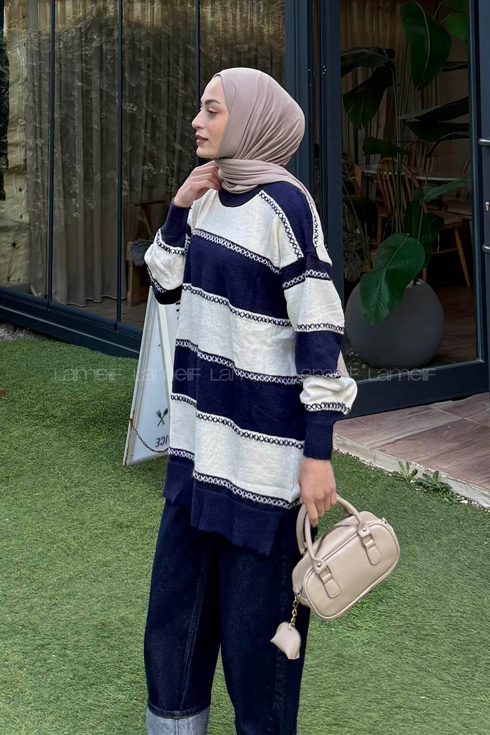 Navy Blue Turtle Neck Long Arm Jumper