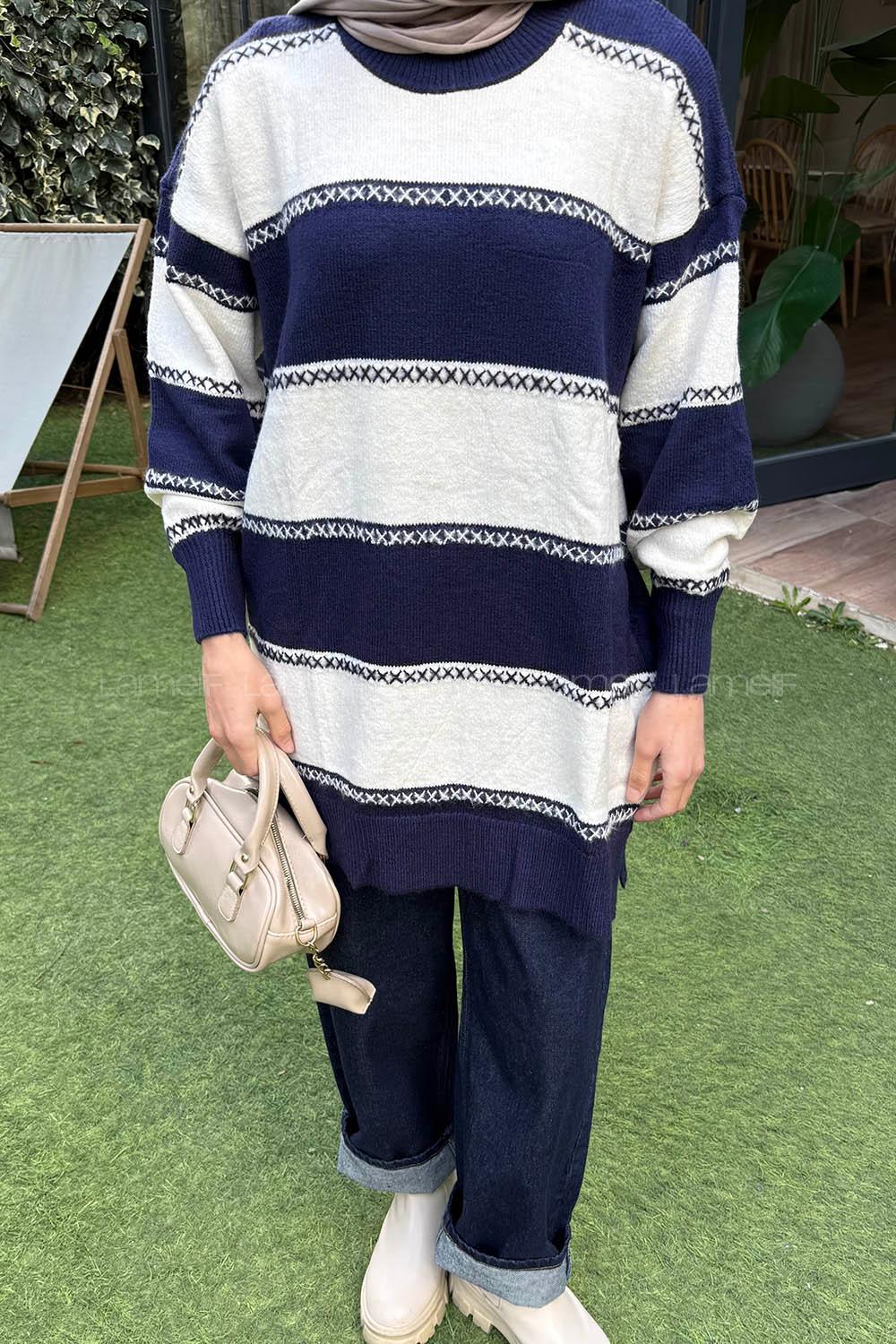 Navy Blue Turtle Neck Long Arm Jumper