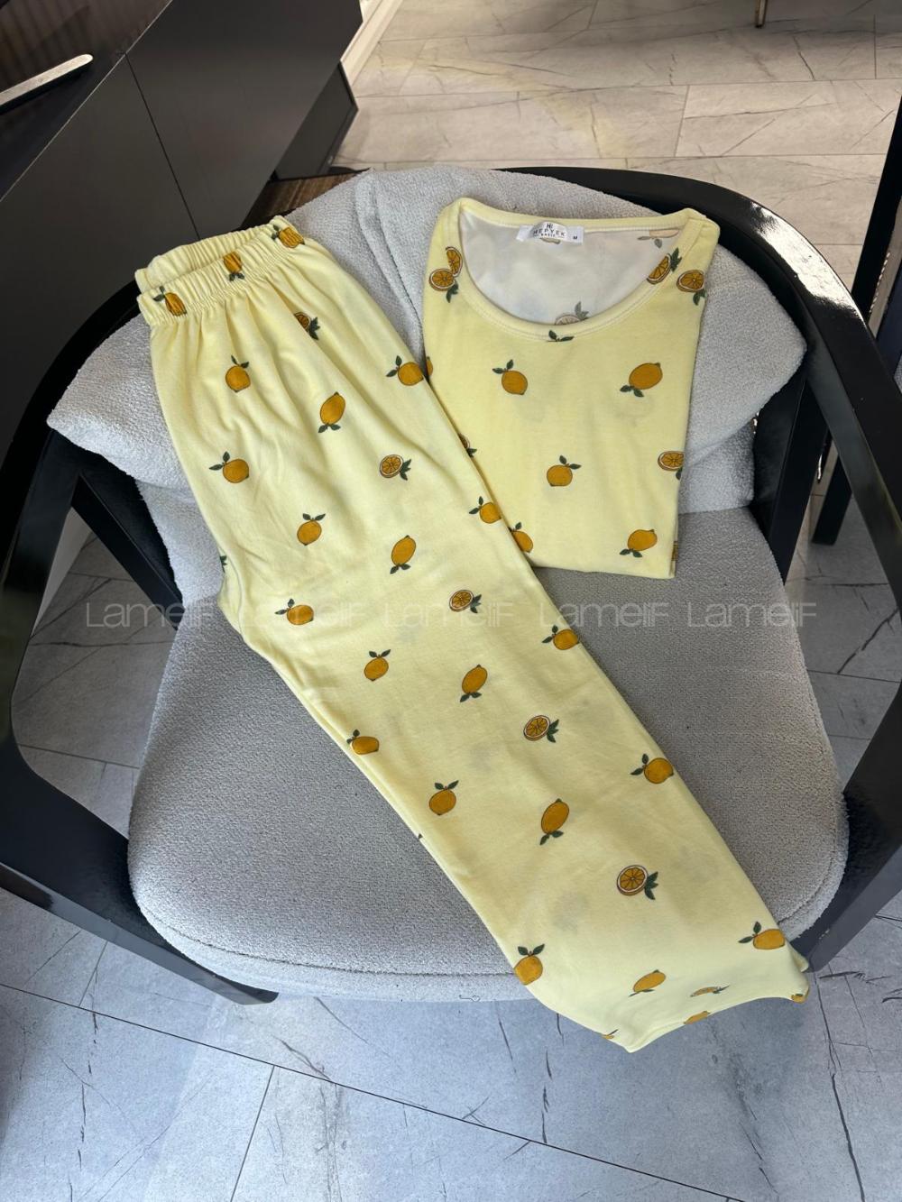 Lamelif Limon Detaylı Pijama Takımı