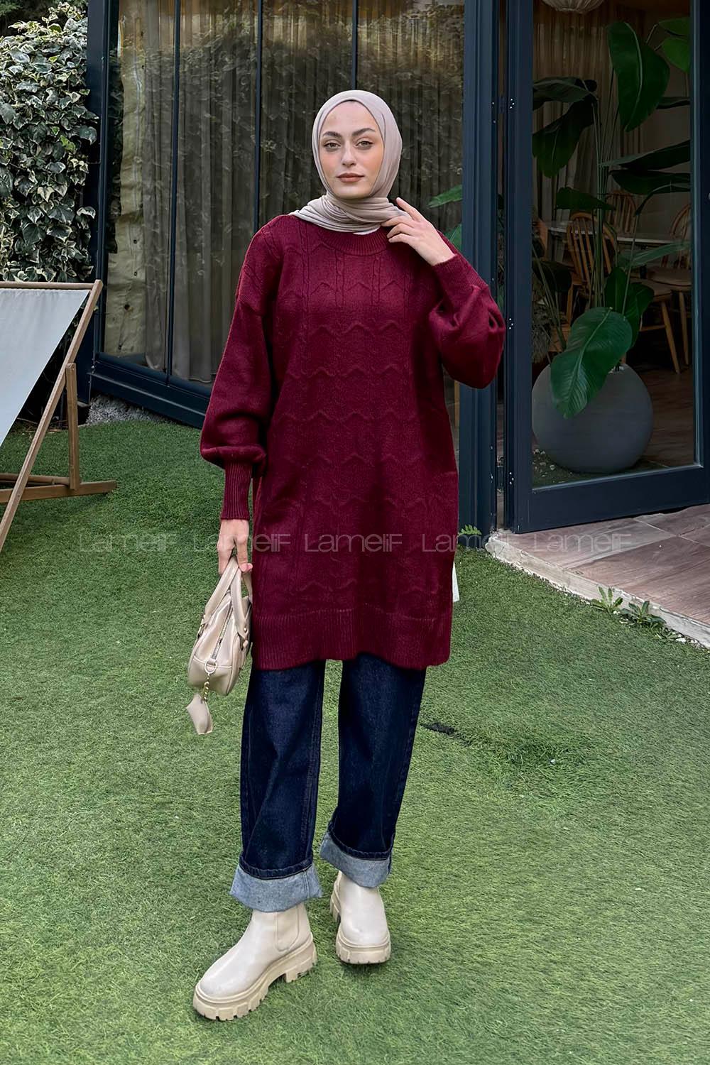 Claret Red Turtle Neck Long Arm Jumper
