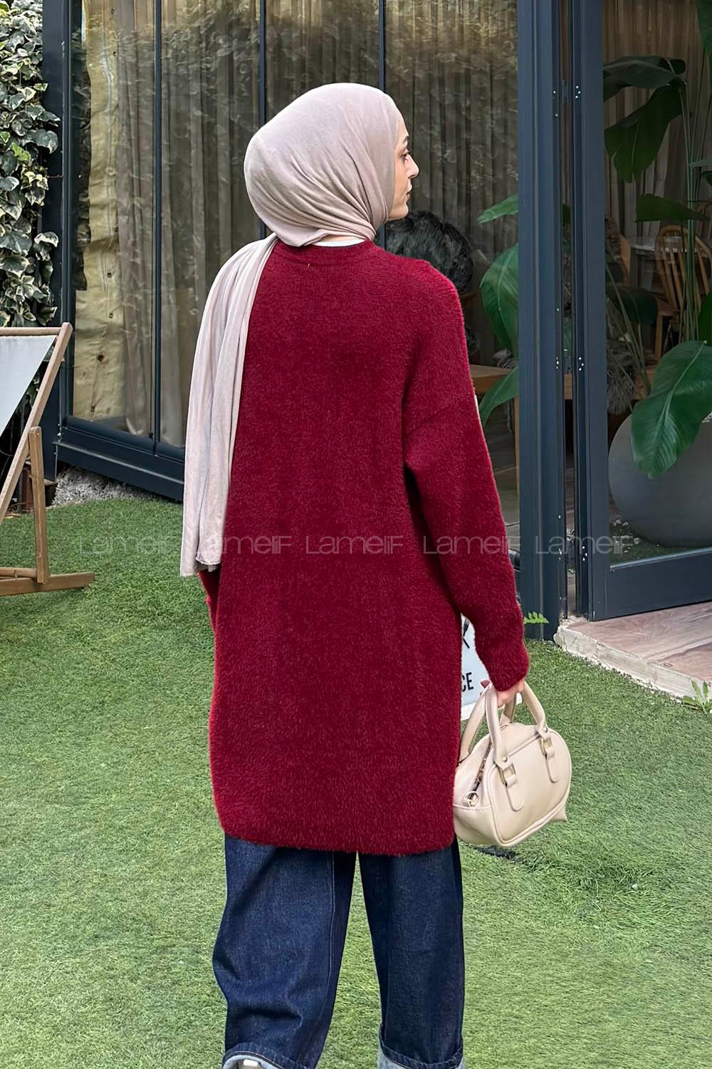 Lamelif Sakal Kumaş Kazak Bordo