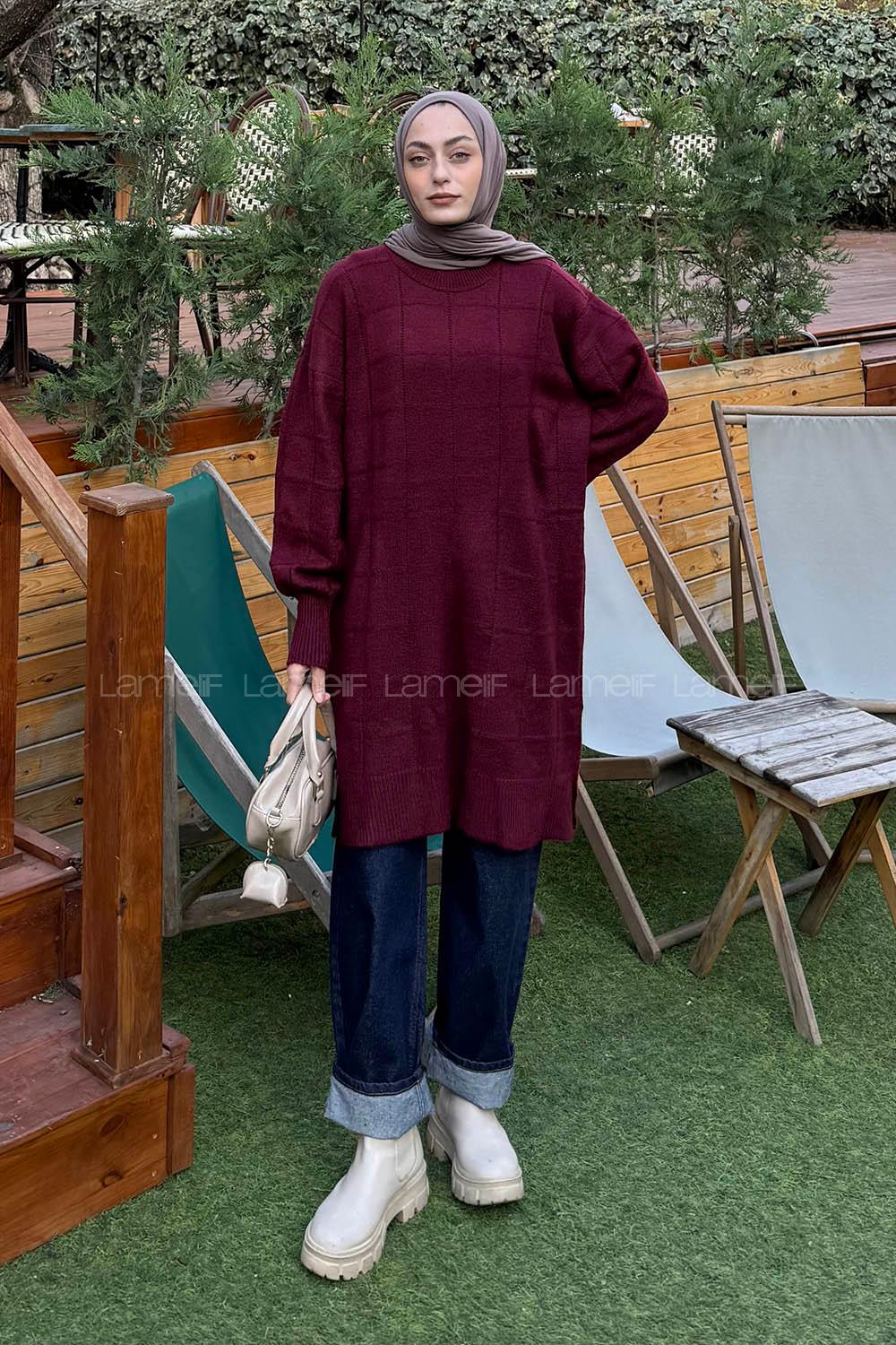 Claret Red Crew Neck Long Arm Jumper