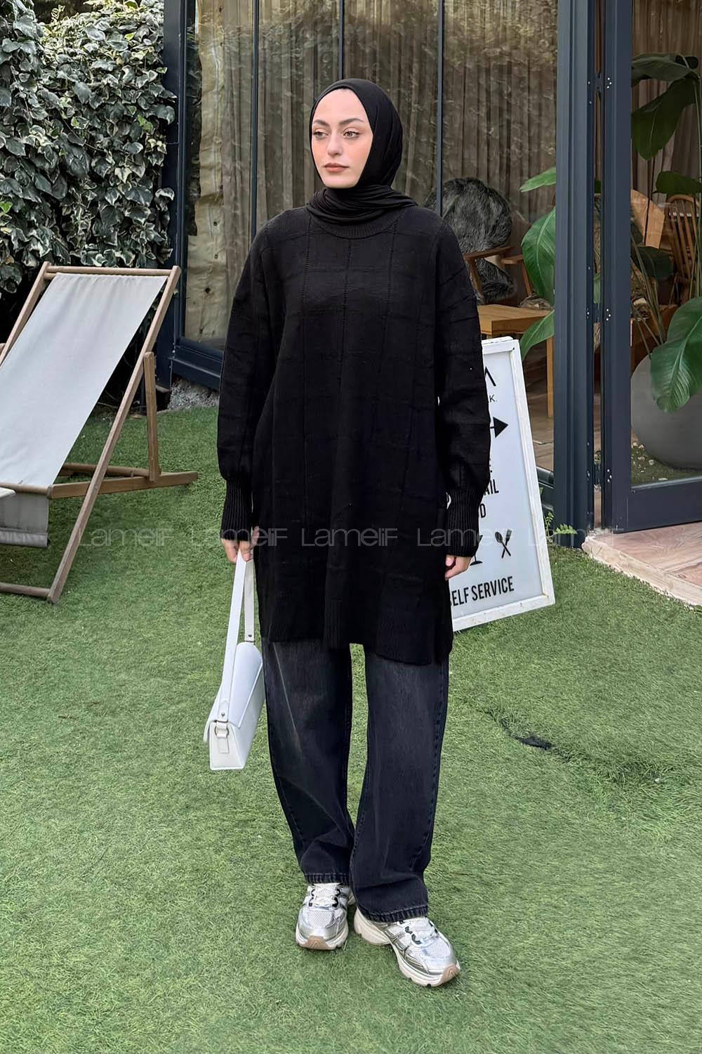 Lamelif Yumoş Triko Kazak Siyah