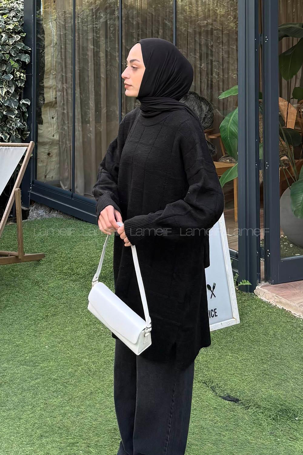 Lamelif Yumoş Triko Kazak Siyah