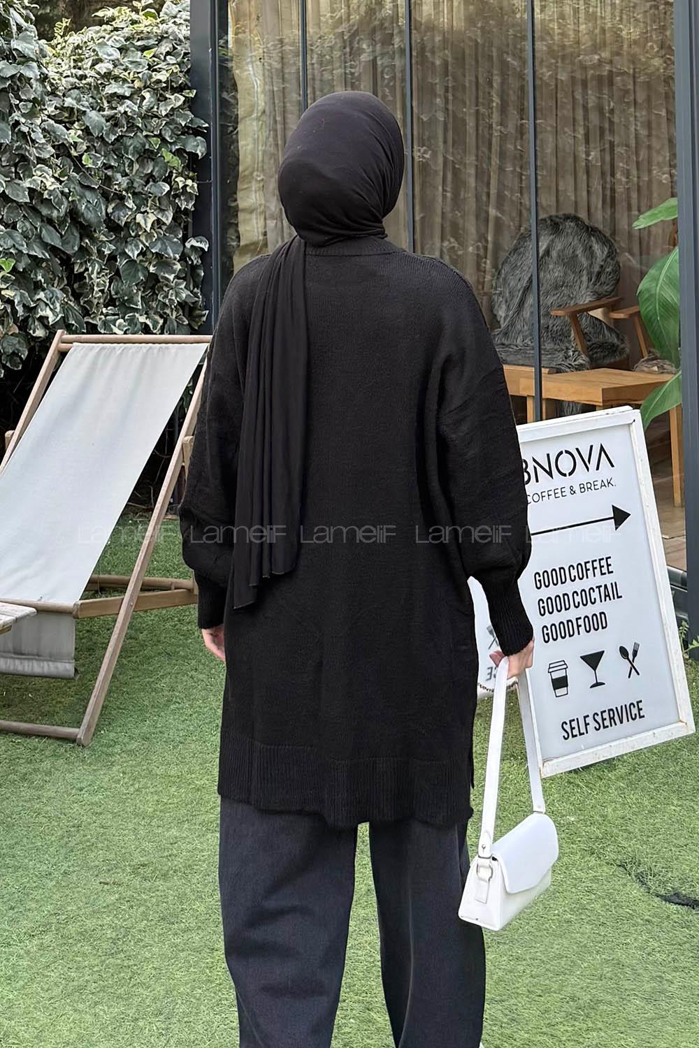 Lamelif Yumoş Triko Kazak Siyah