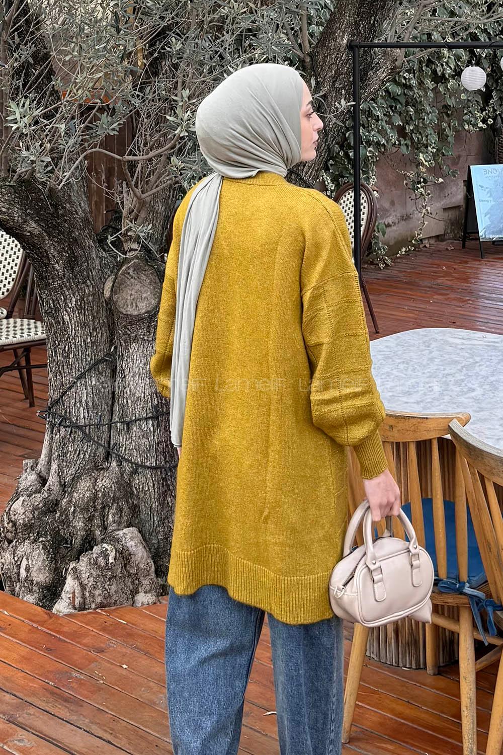 Lamelif Yumoş Triko Kazak Yağ Yeşili