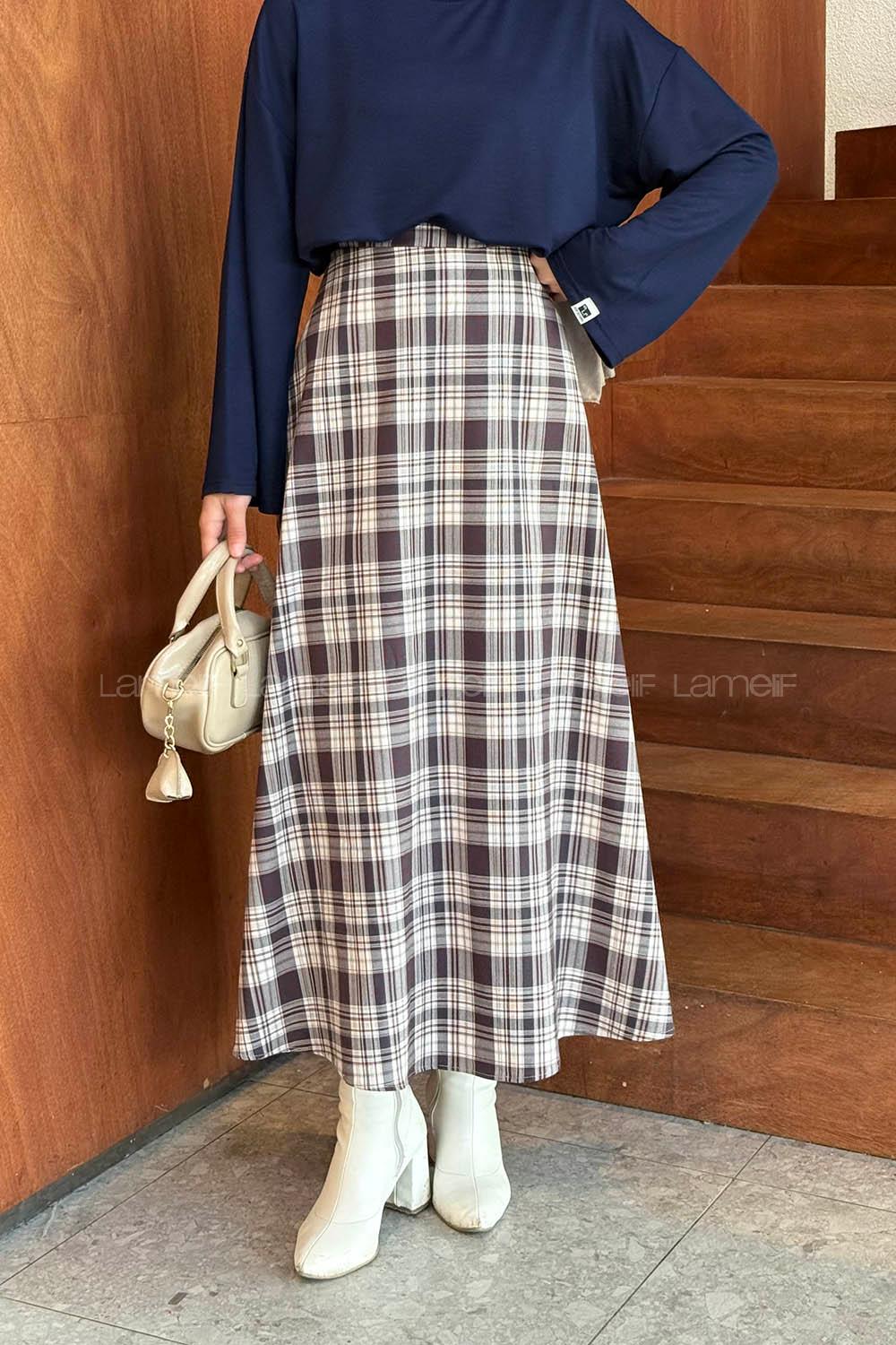 Claret Red Cotton Fabric Flared Skirt Skirt