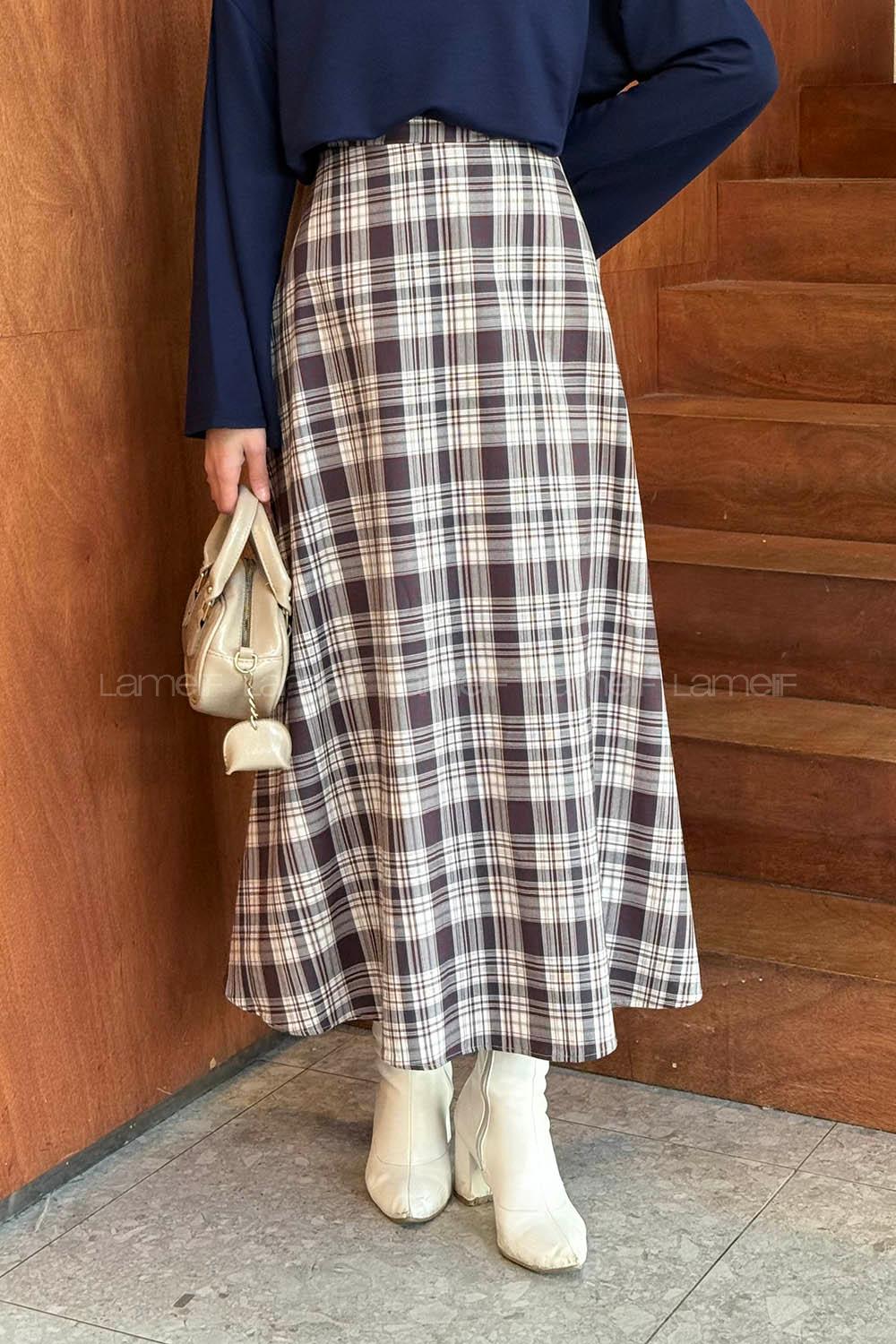 Claret Red Cotton Fabric Flared Skirt Skirt