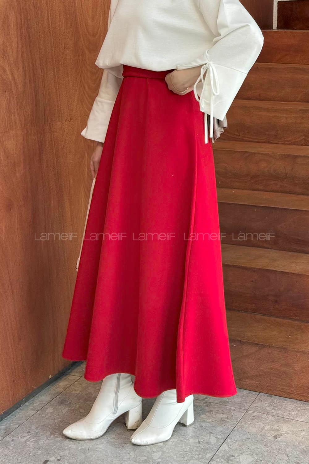 Lamelif Kaşe Etek Nar Çiçeği