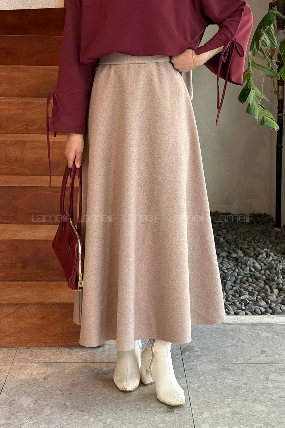 Lamelif Kaşe Etek Soft Kahve