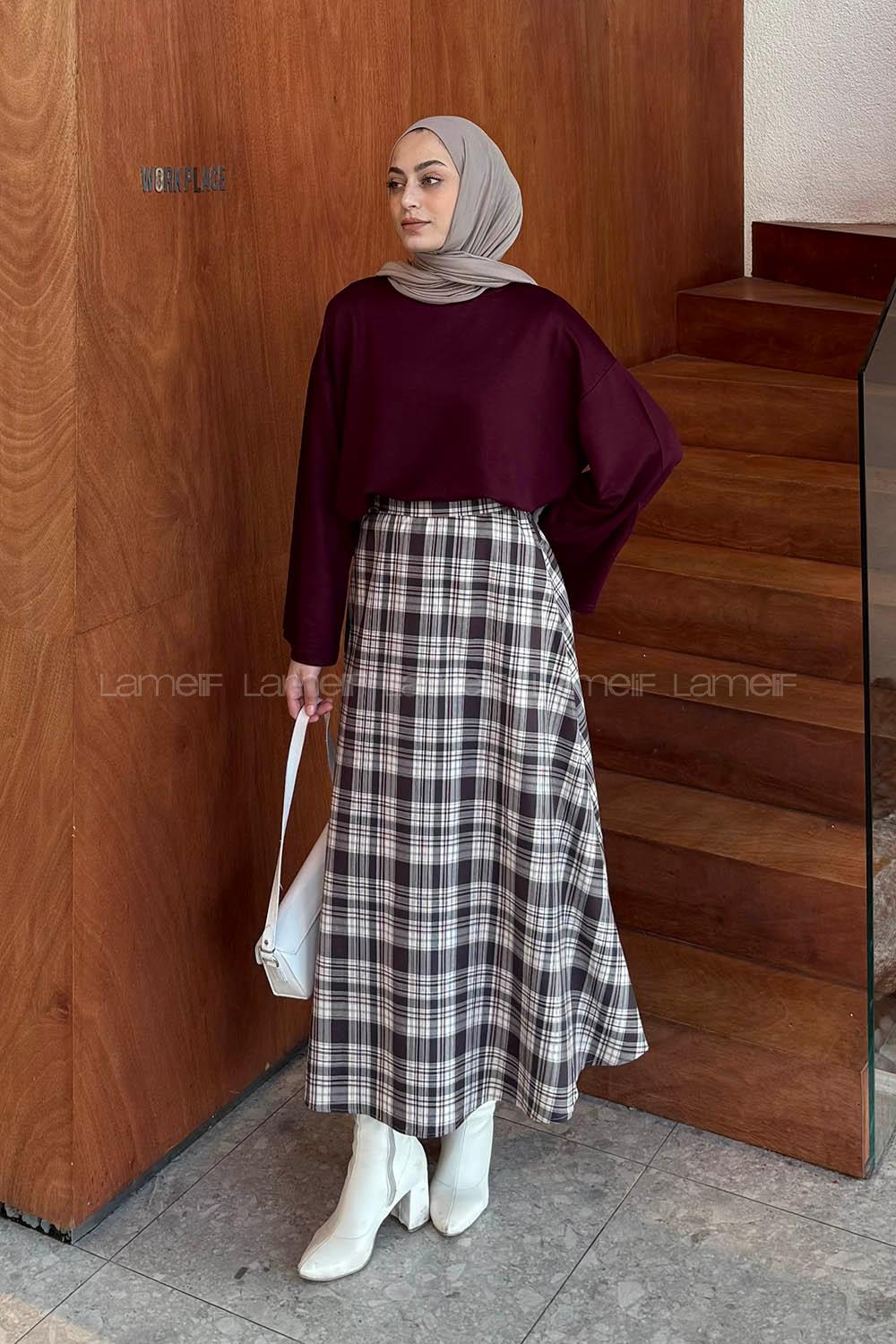 Lamelif Kol Armalı Sweatshirt Bordo