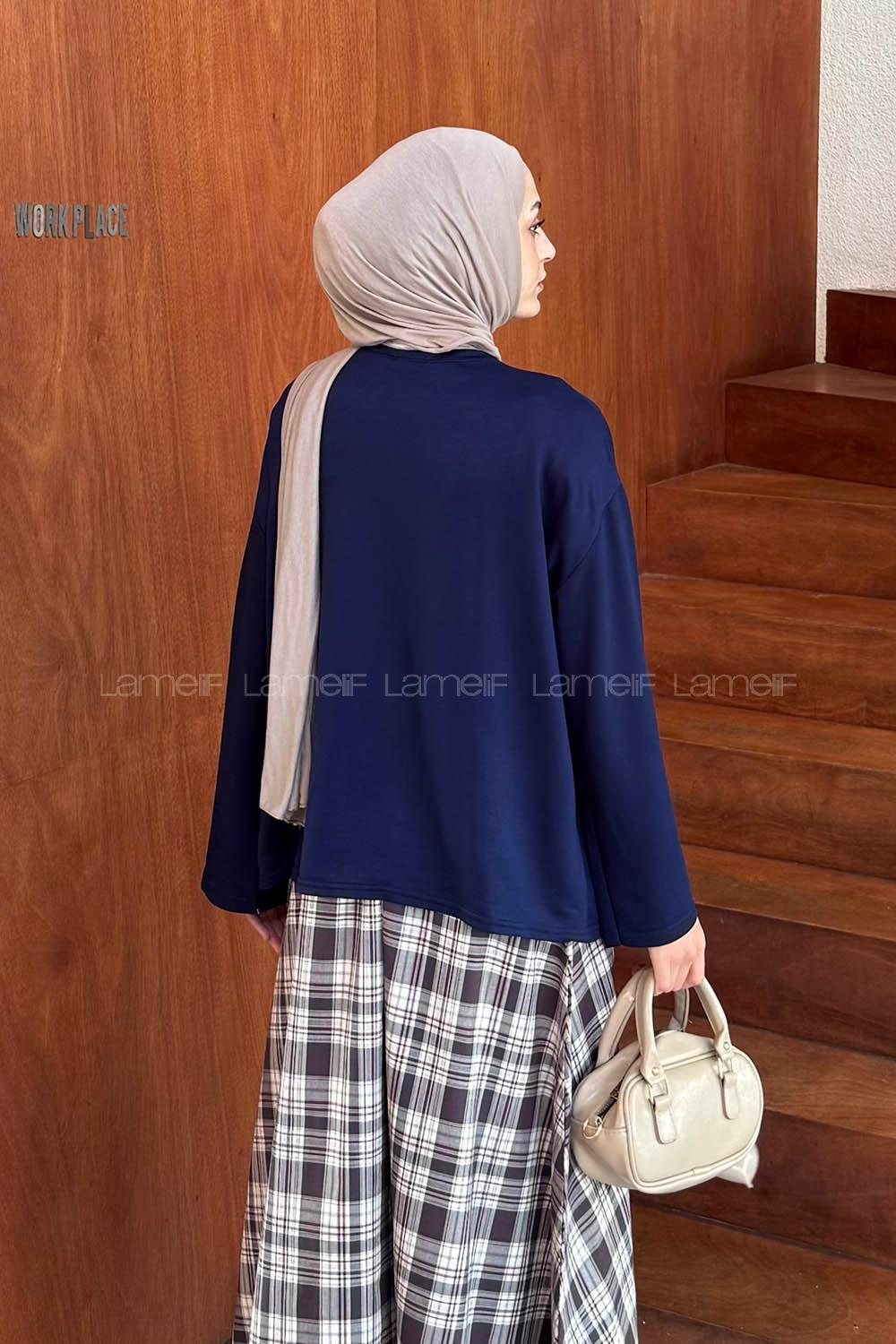 Lamelif Kol Armalı Sweatshirt Lacivert