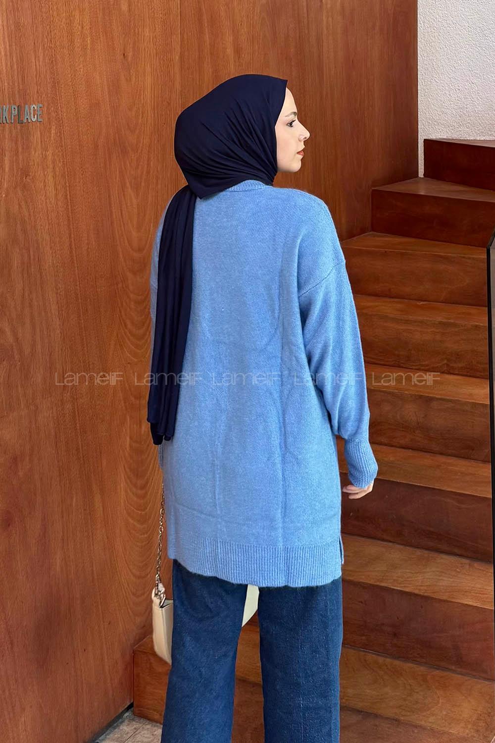 Lamelif Nakışlı Kazak Bebe Mavisi