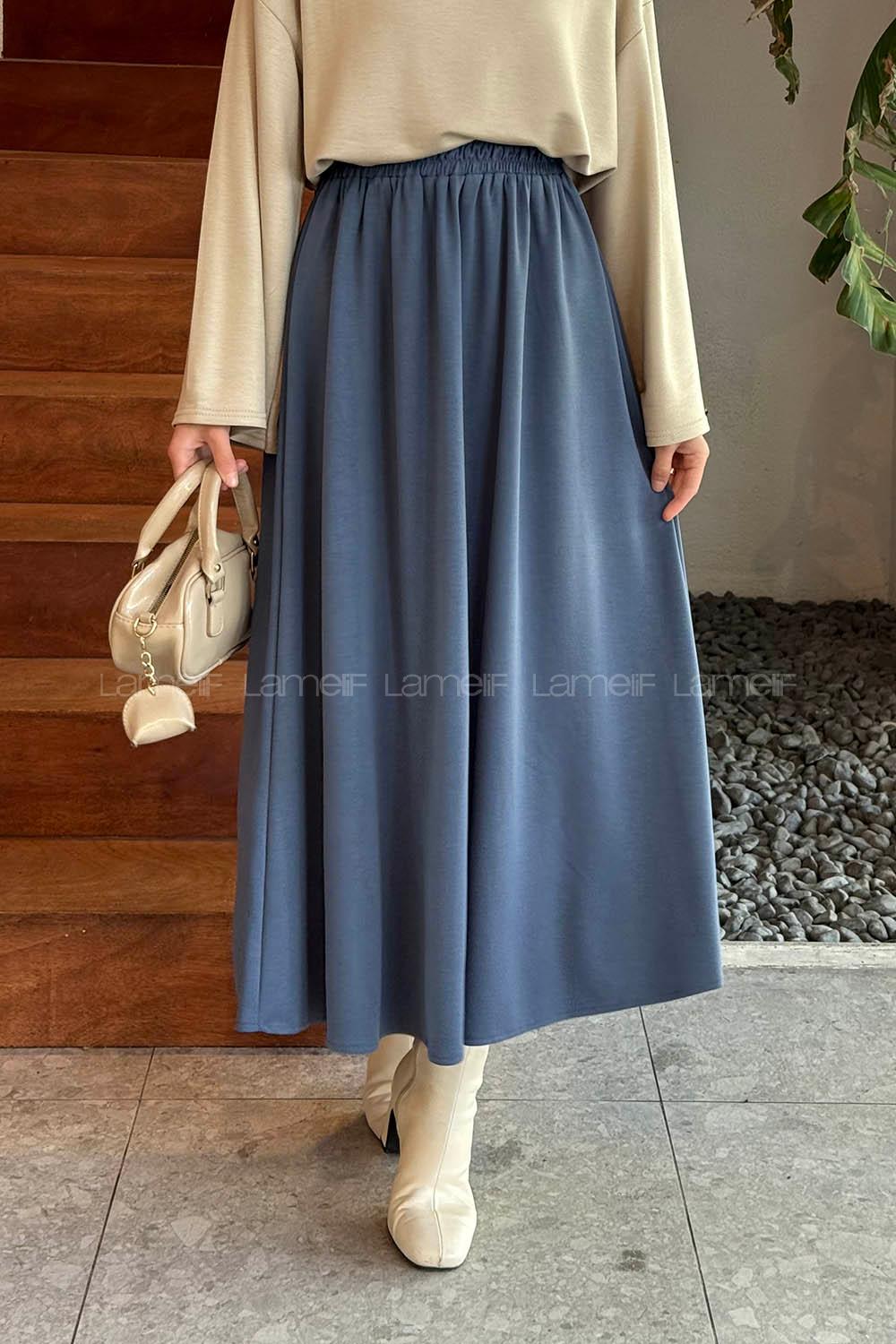 Lamelif Oysho Tesettür Etek Lacivert