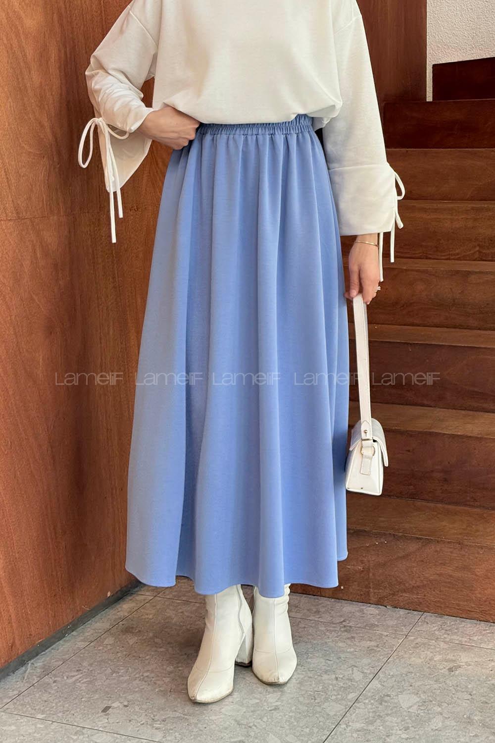 Lamelif Oysho Tesettür Etek Mavi