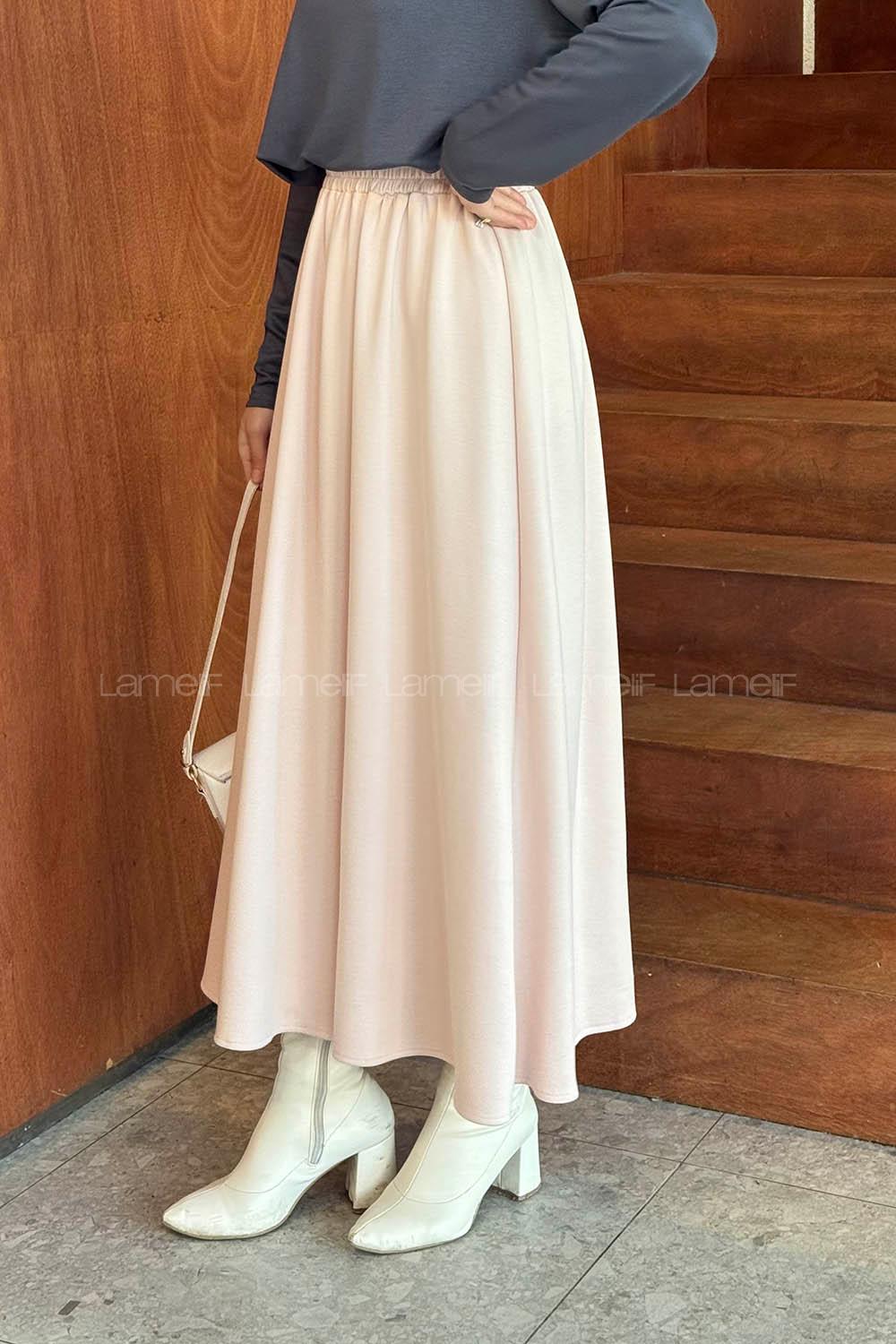 Lamelif Oysho Tesettür Etek Pudra