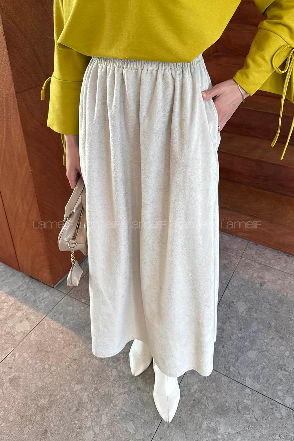 Stone Suede Flared Skirt Skirt