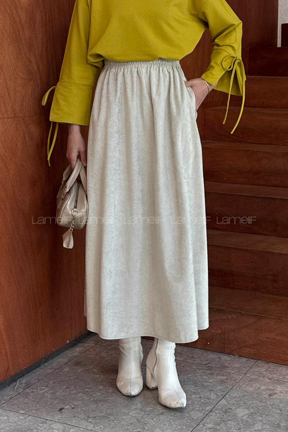 Stone Suede Flared Skirt Skirt