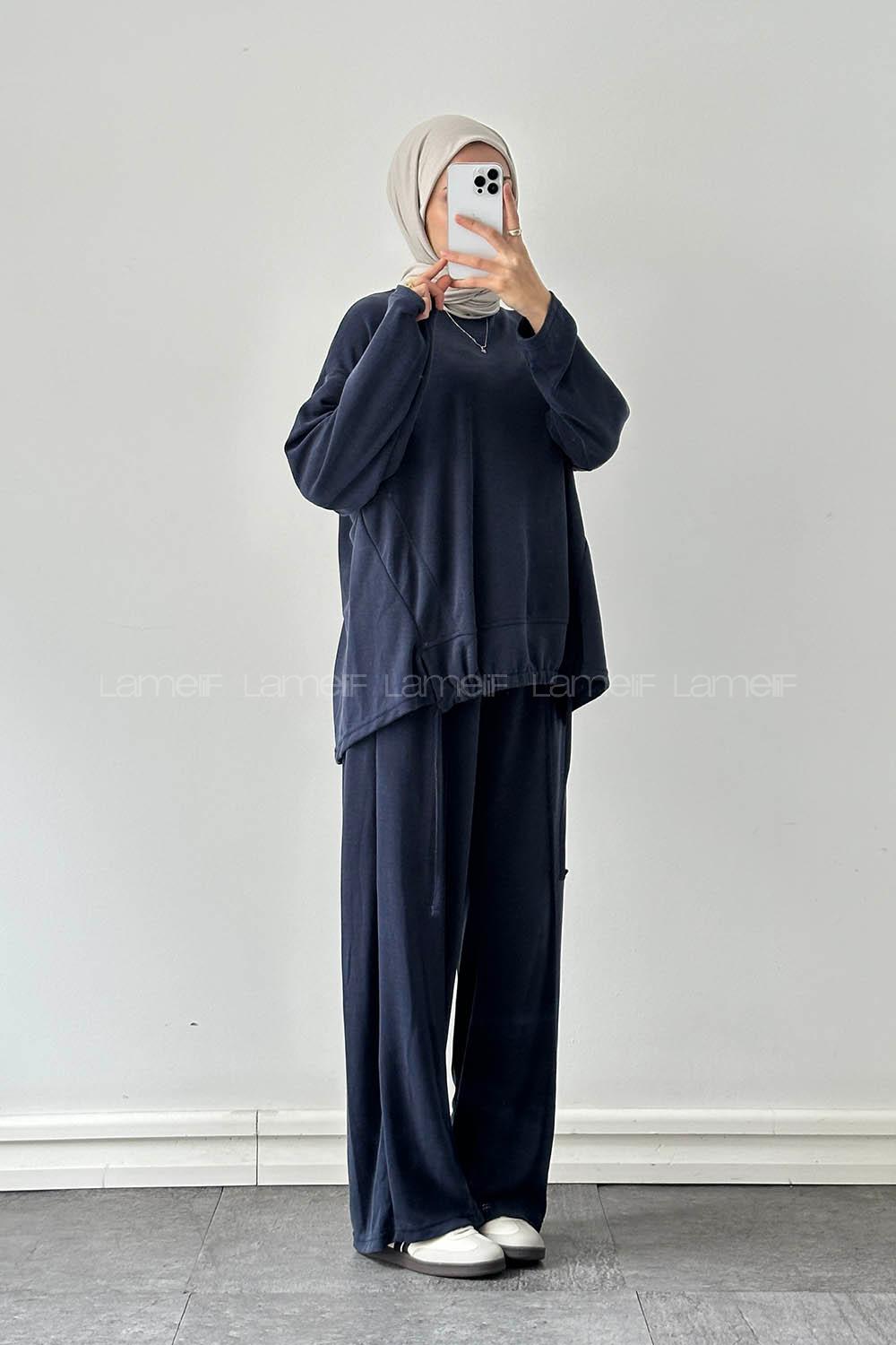 Lamelif Bağcıklı İkili Takım Lacivert