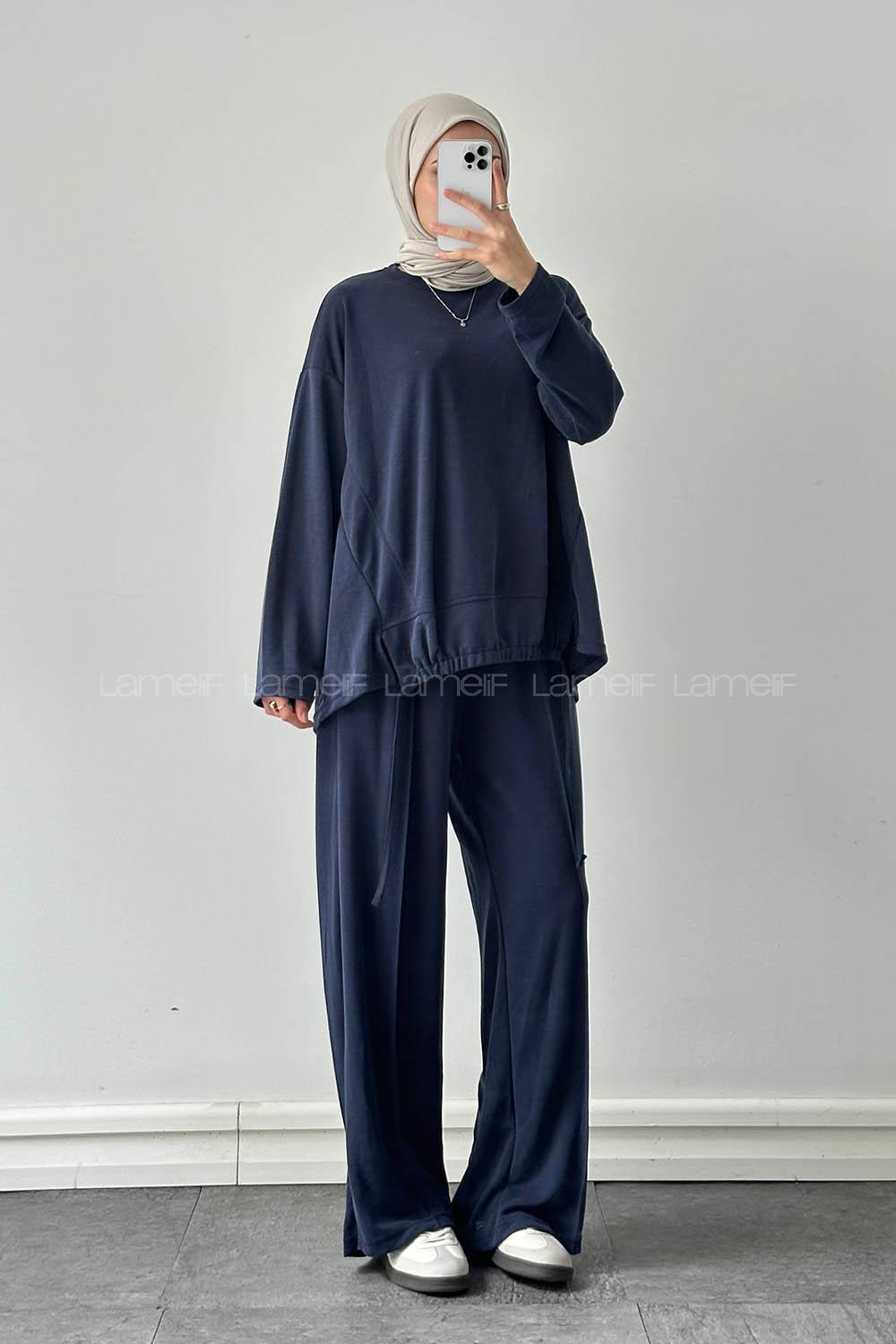 Lamelif Bağcıklı İkili Takım Lacivert