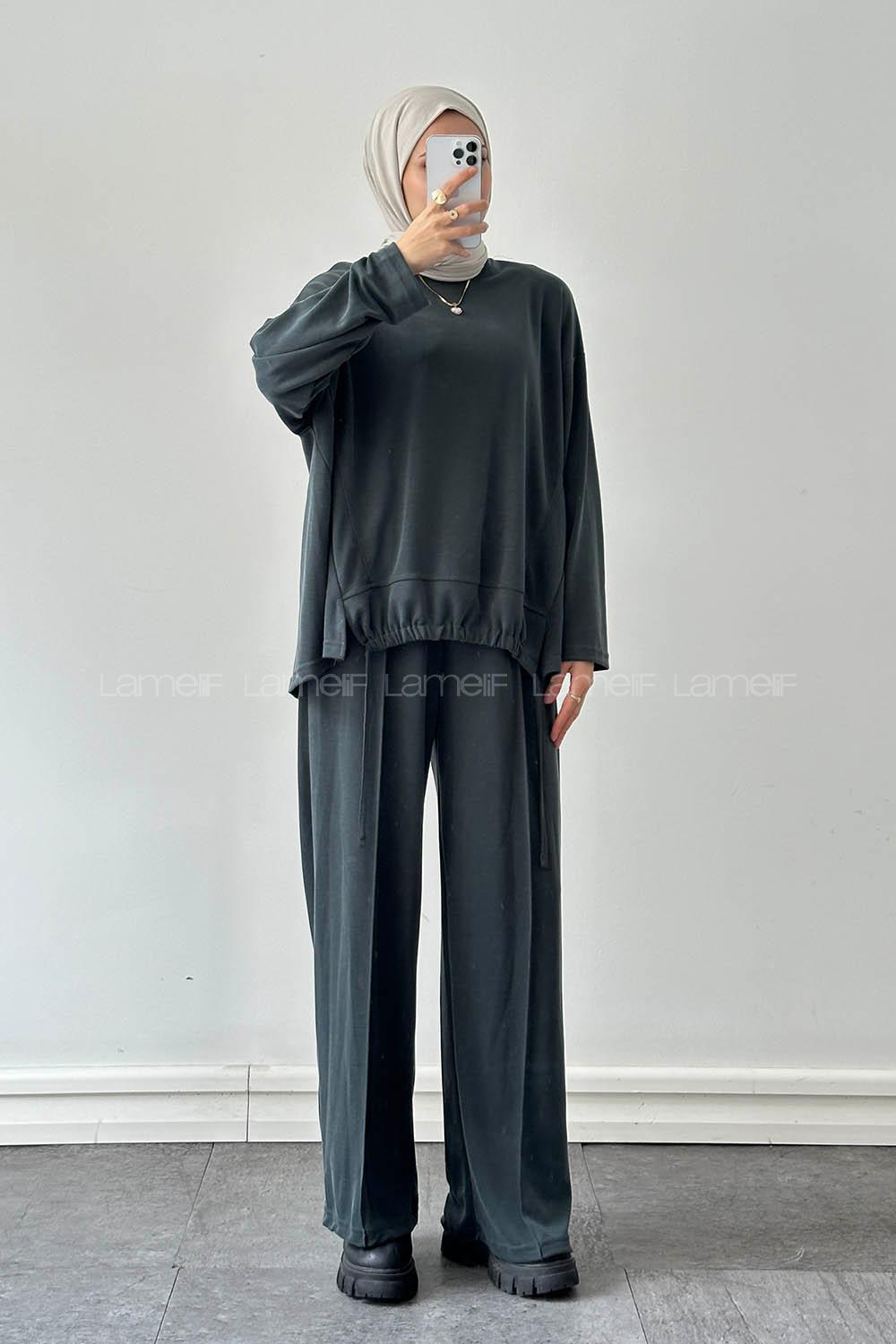 Lamelif Bağcıklı İkili Takım Petrol Yeşili