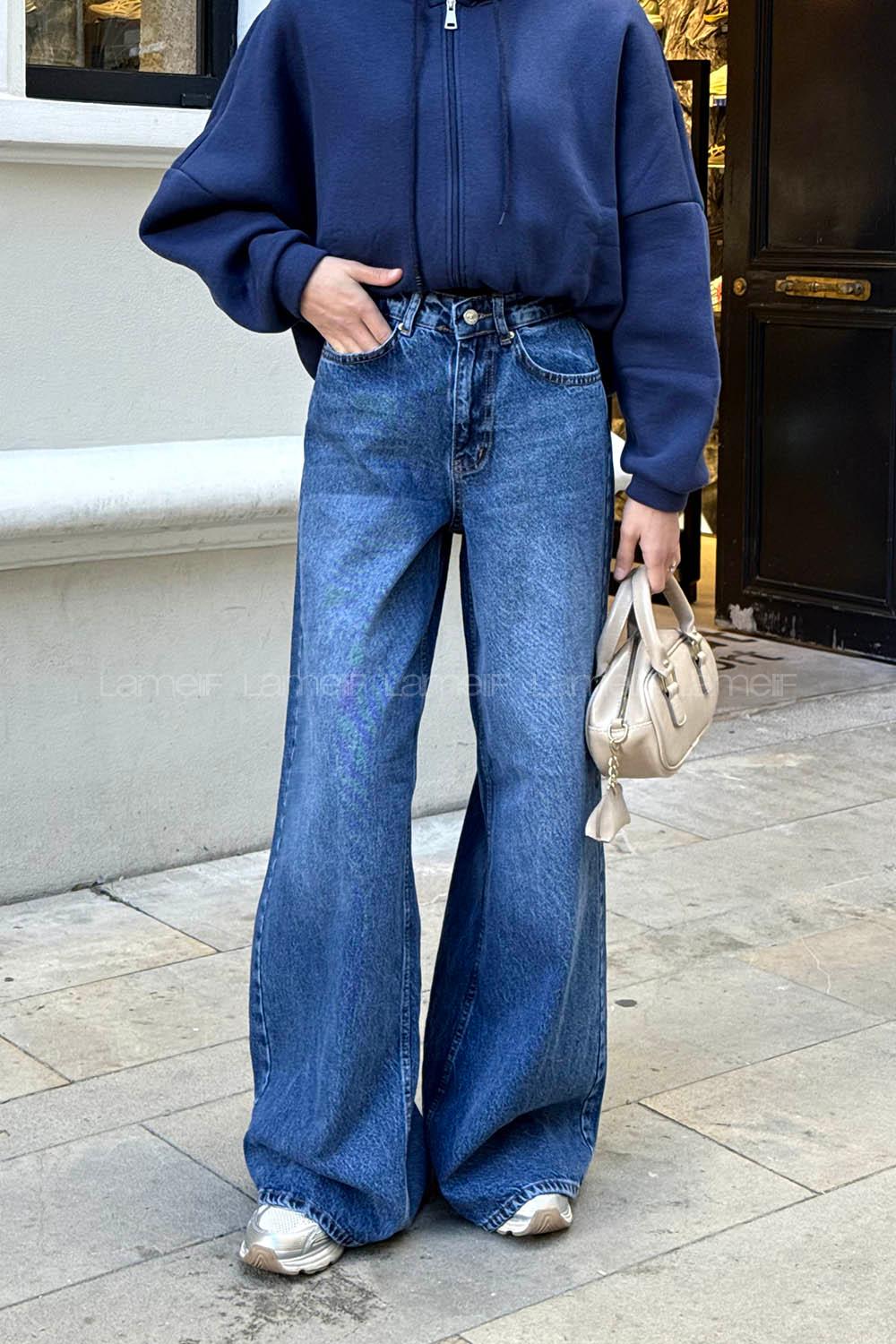 Lamelif Bol Paça Pantolon Açık Mavi