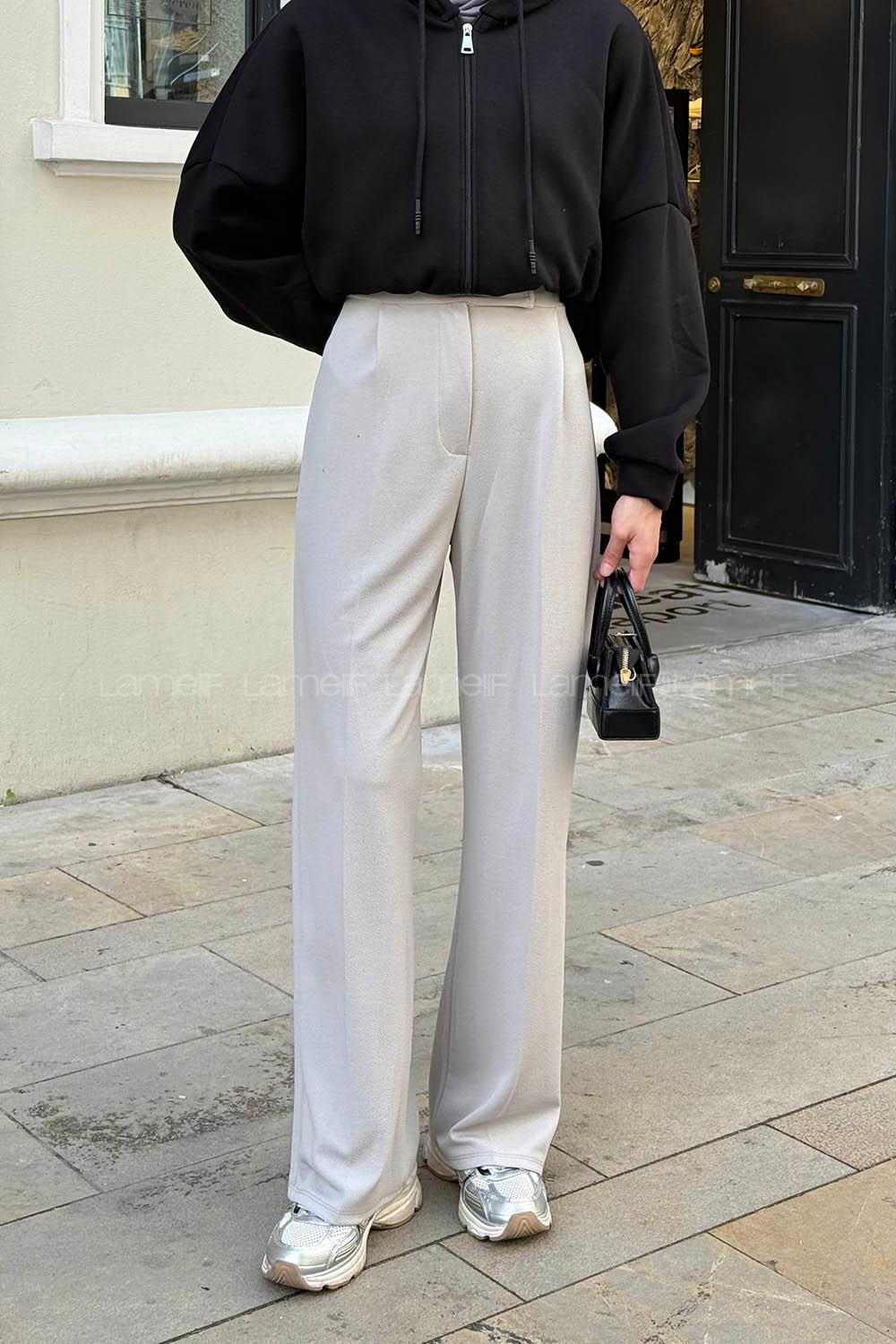 Stone Crepe Fabric High Waist Comfortable Pants