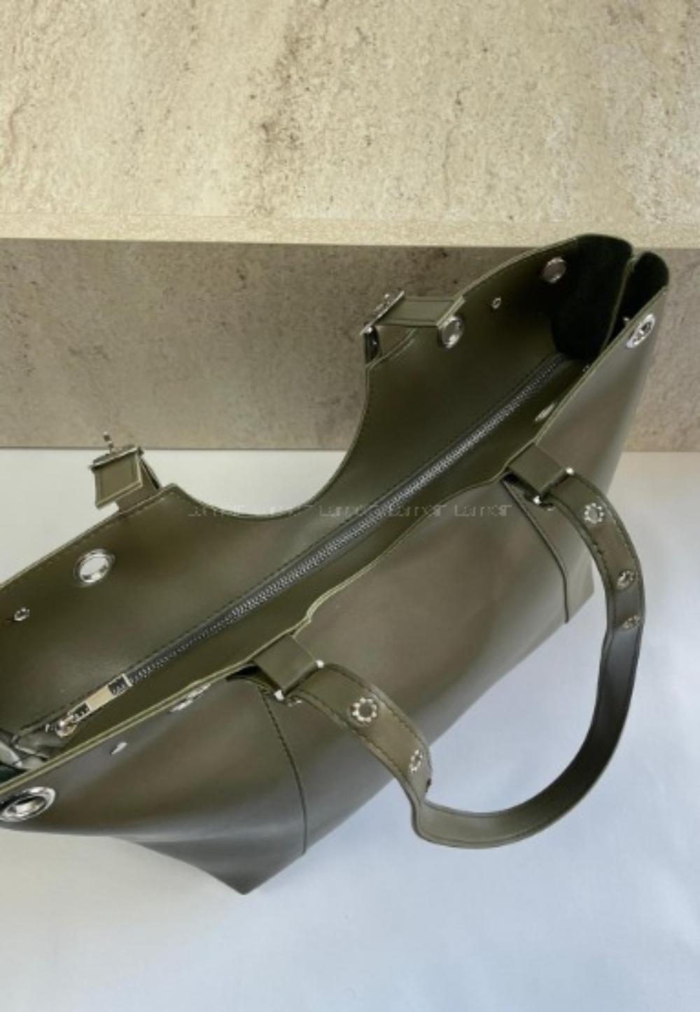 Lamelif Gümüş Halka Detaylı Kadın Omuz Çantası Haki