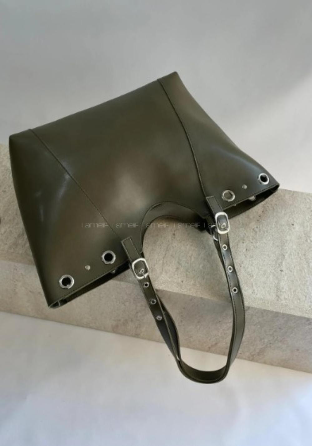 Lamelif Gümüş Halka Detaylı Kadın Omuz Çantası Haki