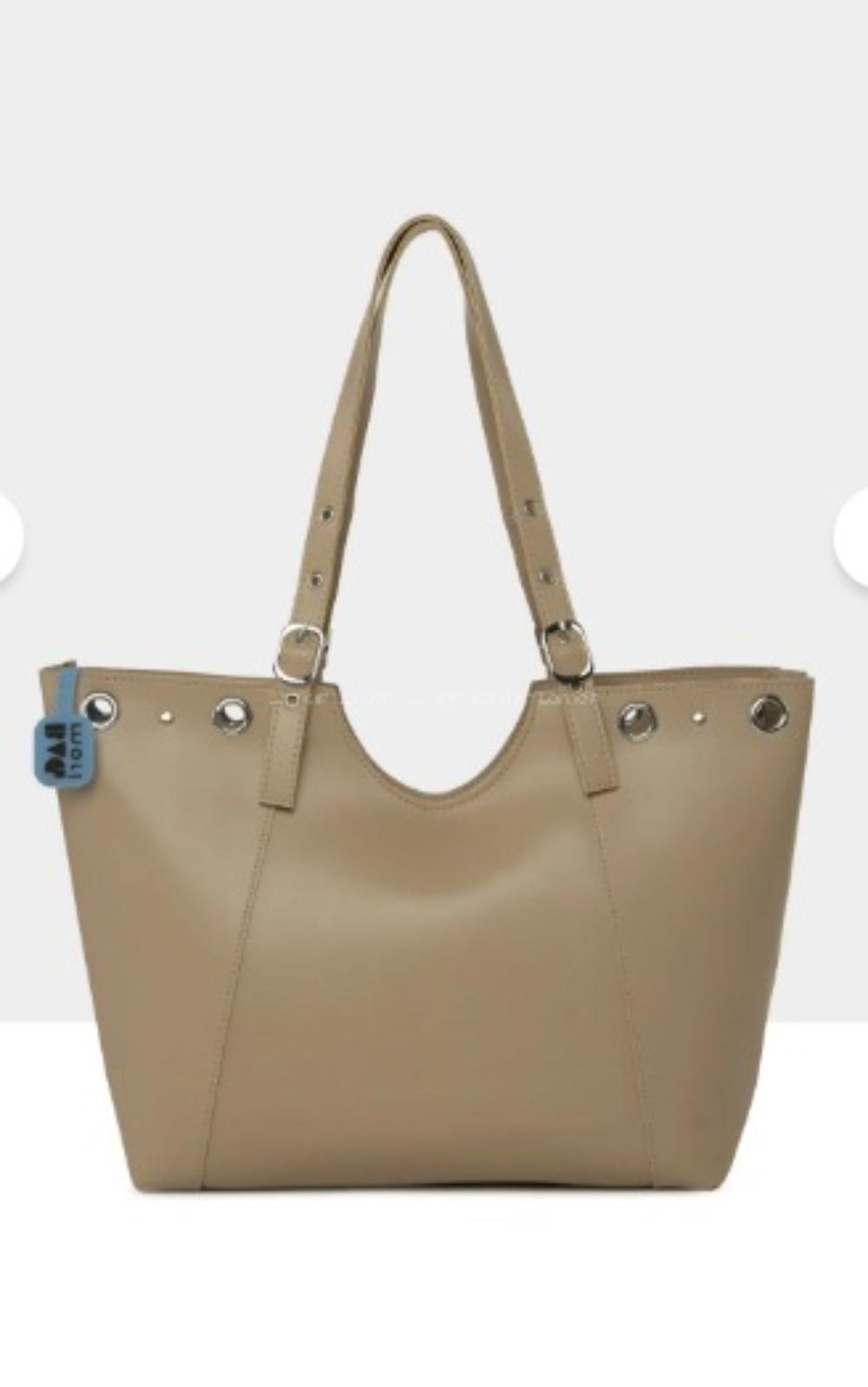 Lamelif Gümüş Halka Detaylı Kadın Omuz Çantası Vizonrengi