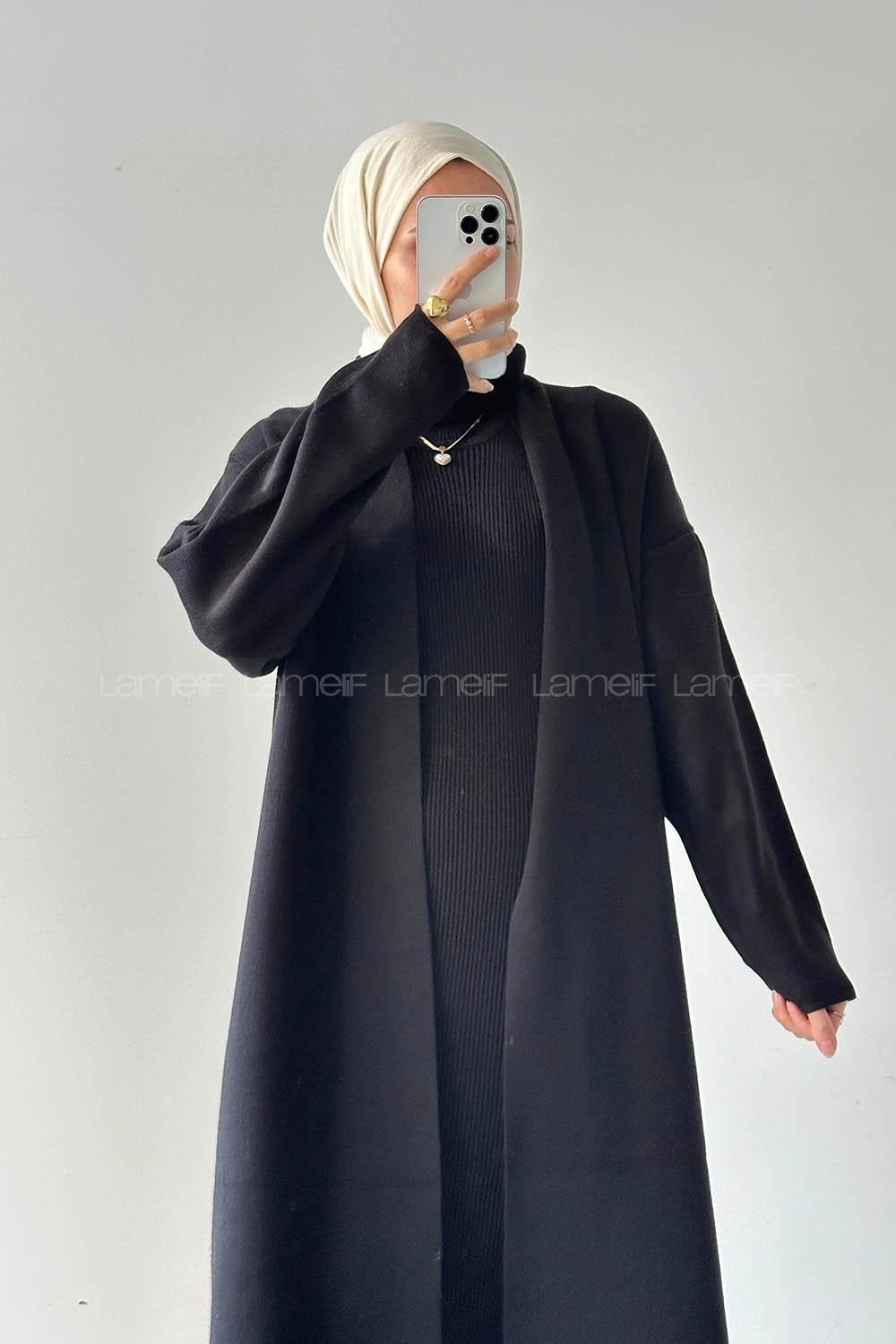 Lamelif Hırka-Elbise İkili Takım Siyah