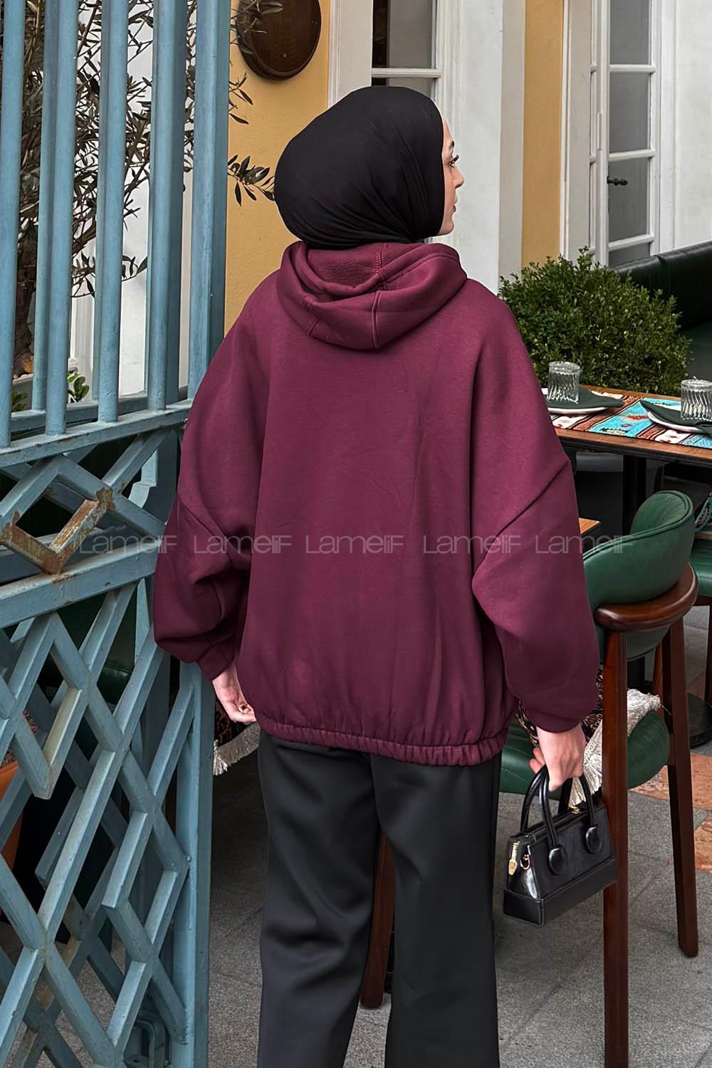 Plum Hood Neck Long Arm Sweatshirt