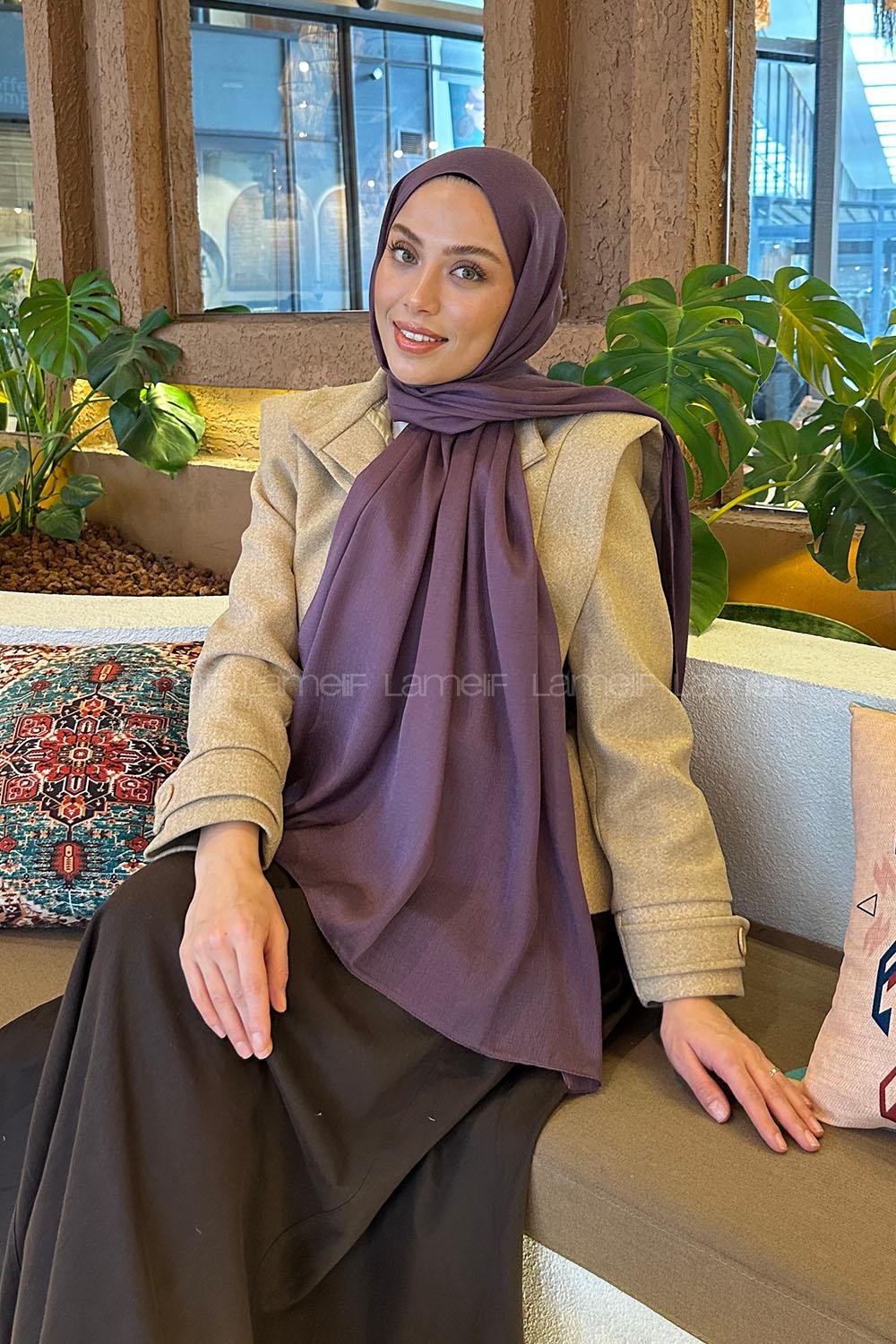 Dark Purple Cotton Straight Shawl