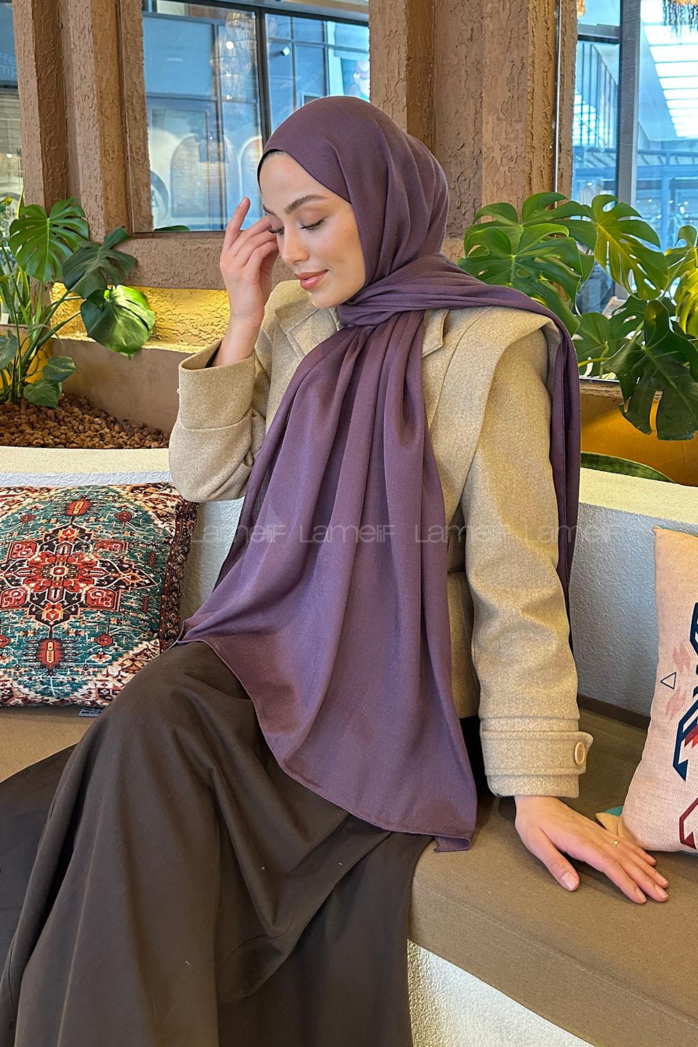 Dark Purple Cotton Straight Shawl