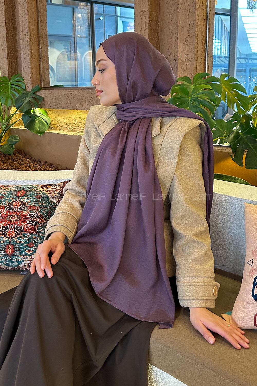 Dark Purple Cotton Straight Shawl