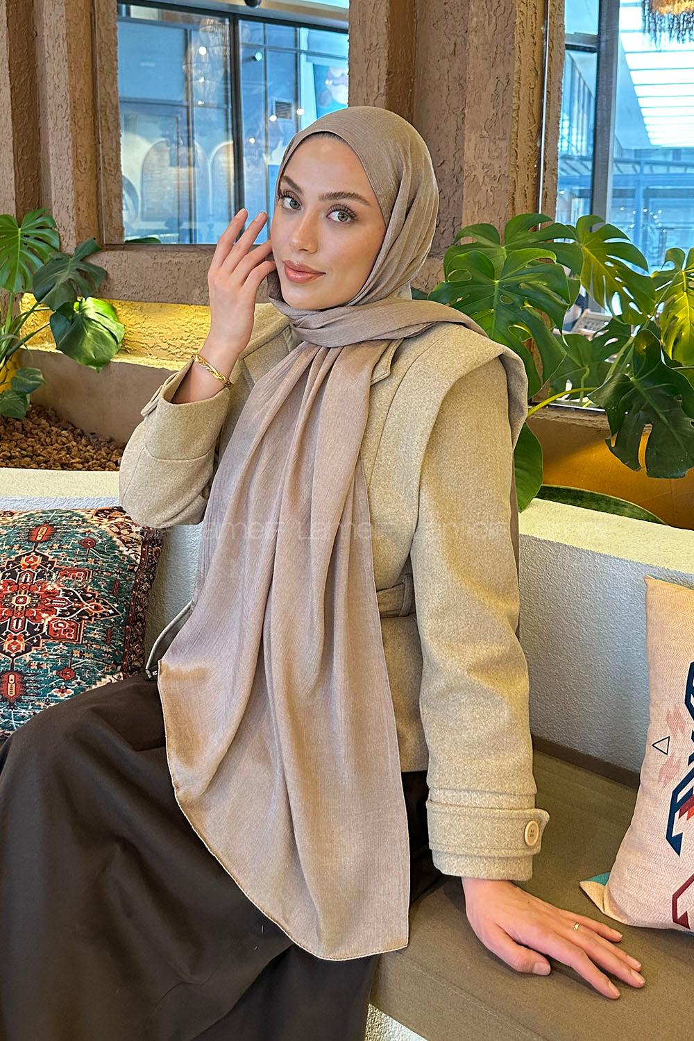 Lamelif Star Şal Koyu Vizon